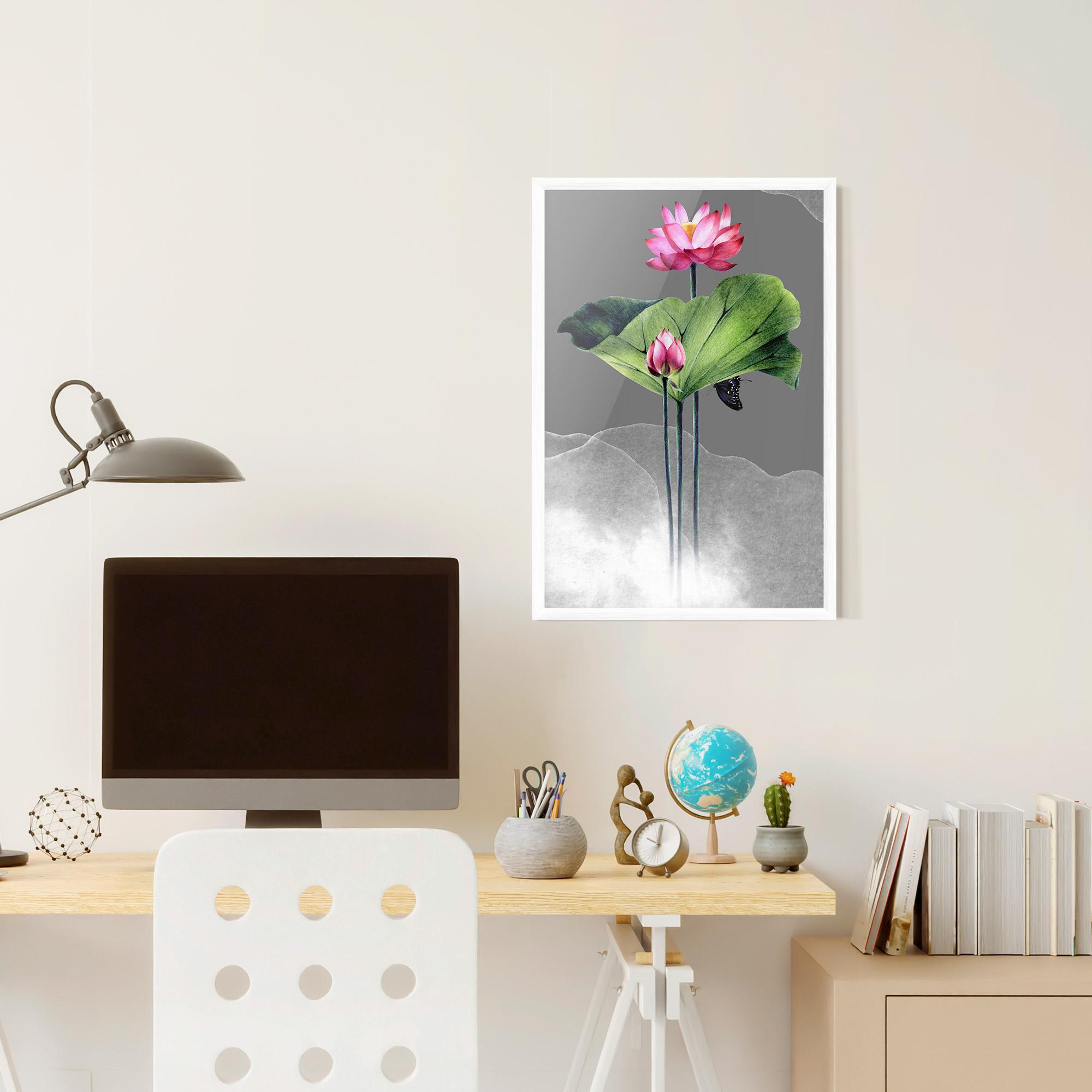 Gerahmte Poster Pink Lotus Art mockup 6