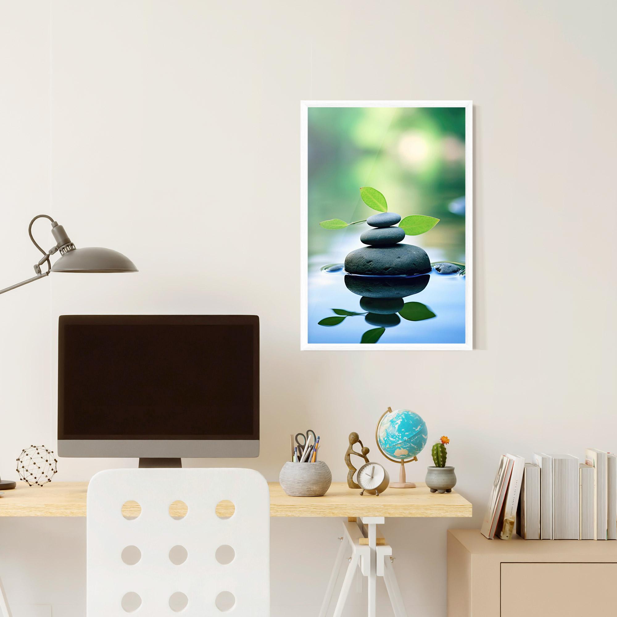 Gerahmte Poster Stones Green Leaves mockup 6