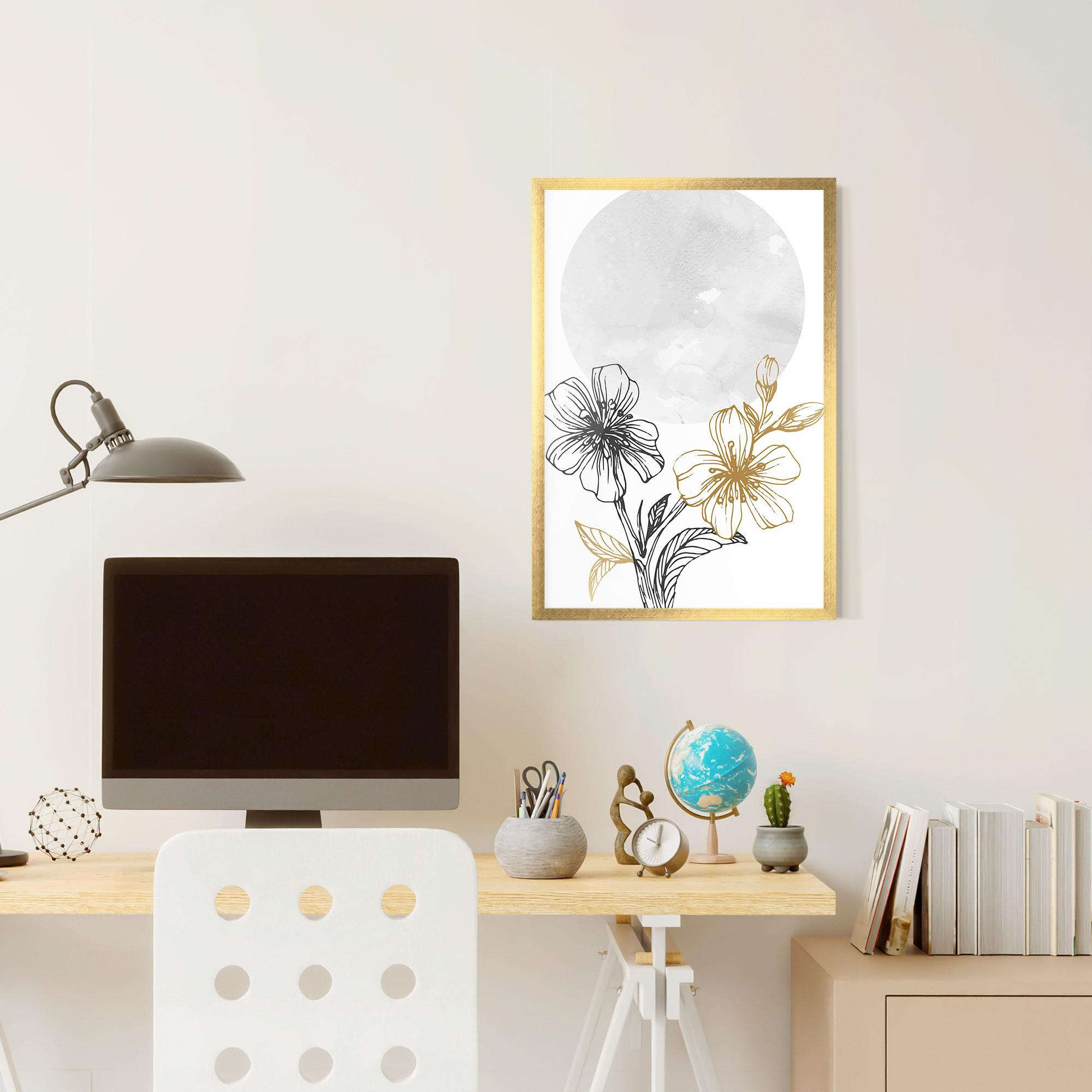Gerahmte Poster Grey Moon Flowers mockup 6