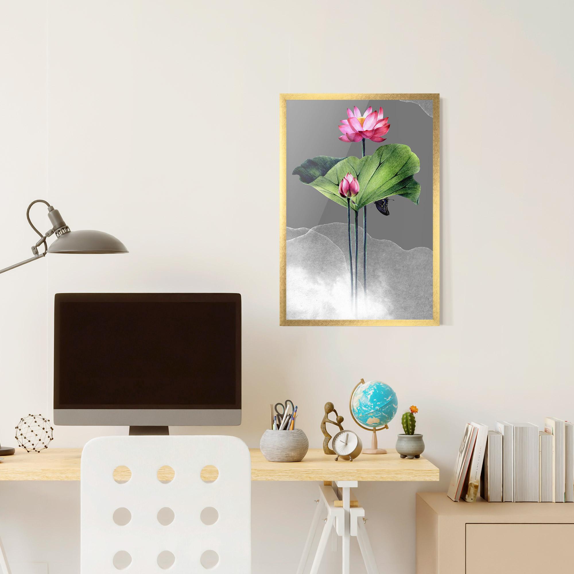Gerahmte Poster Pink Lotus Art mockup 6