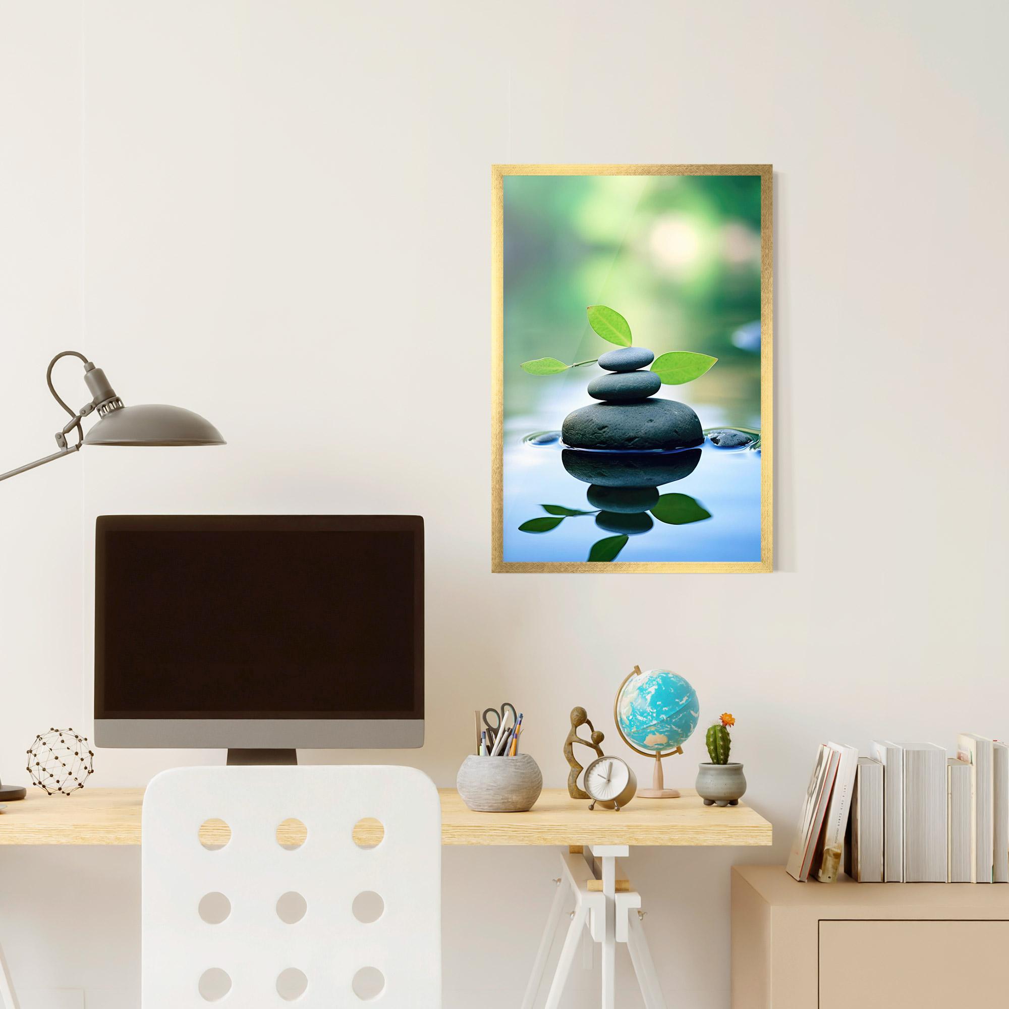 Gerahmte Poster Stones Green Leaves mockup 6