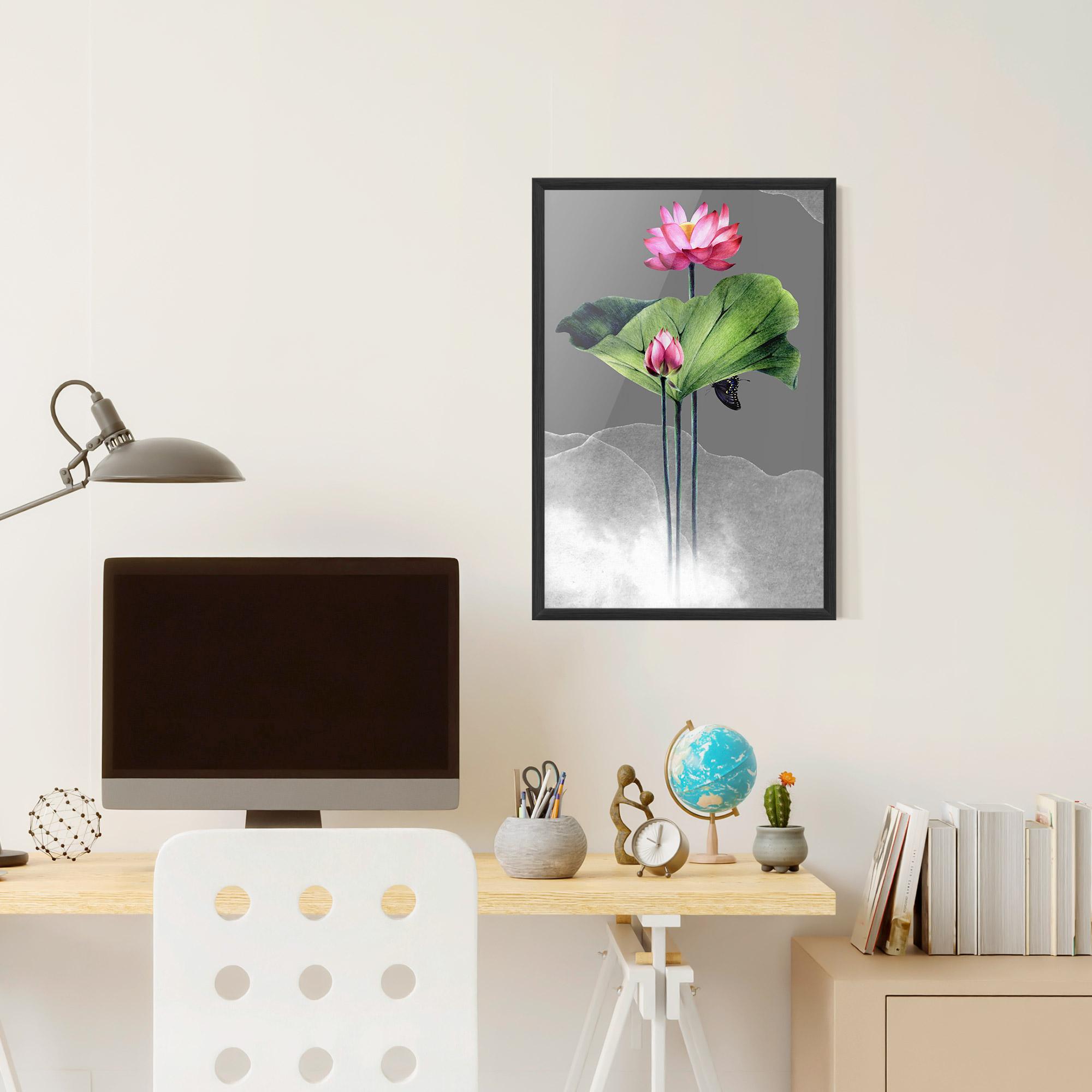 Gerahmte Poster Pink Lotus Art mockup 6