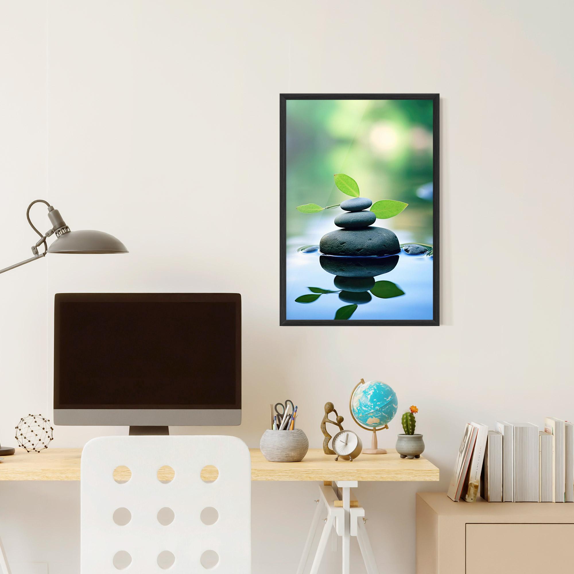 Gerahmte Poster Stones Green Leaves mockup 6