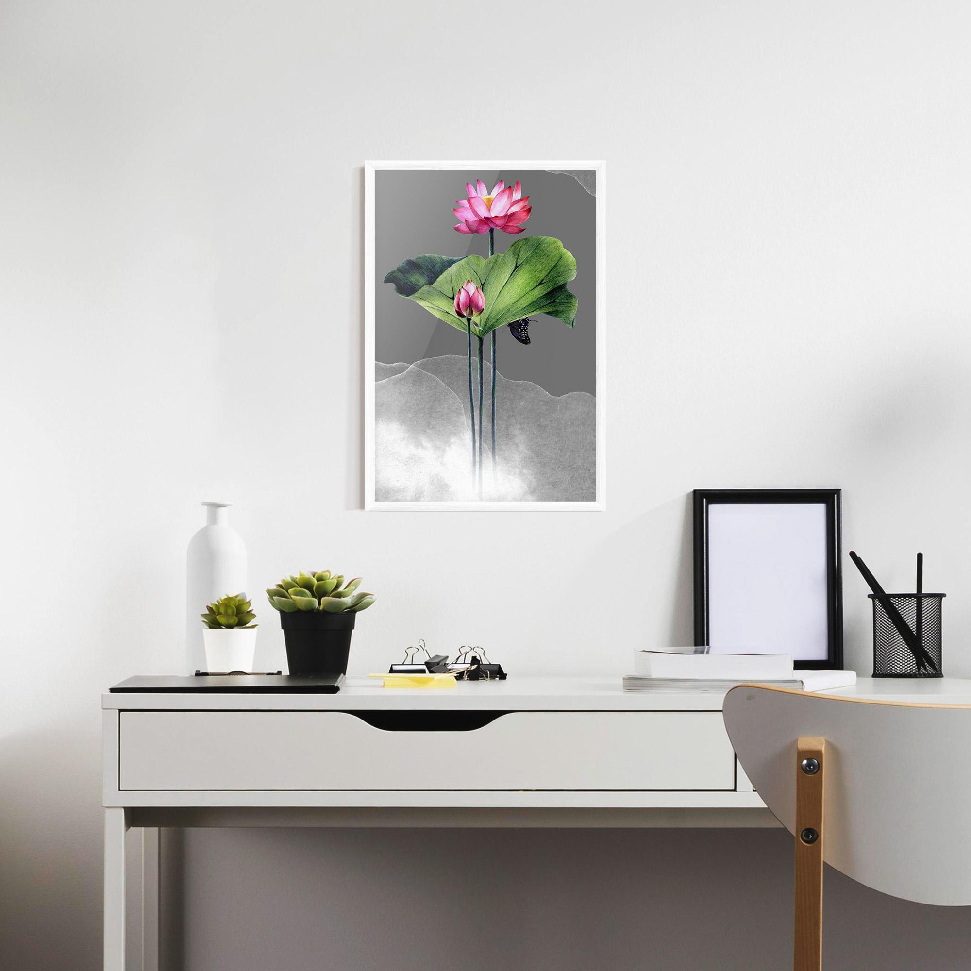Gerahmte Poster Pink Lotus Art mockup 7
