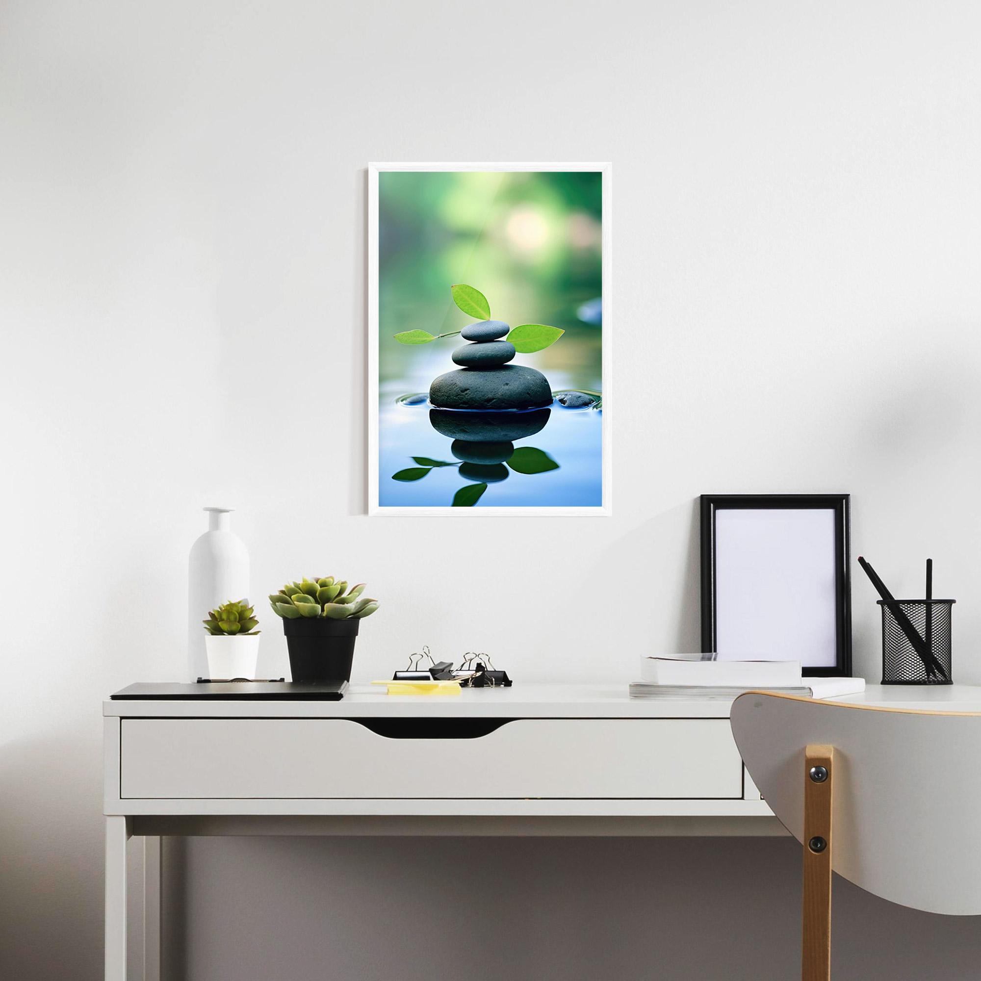 Gerahmte Poster Stones Green Leaves mockup 7