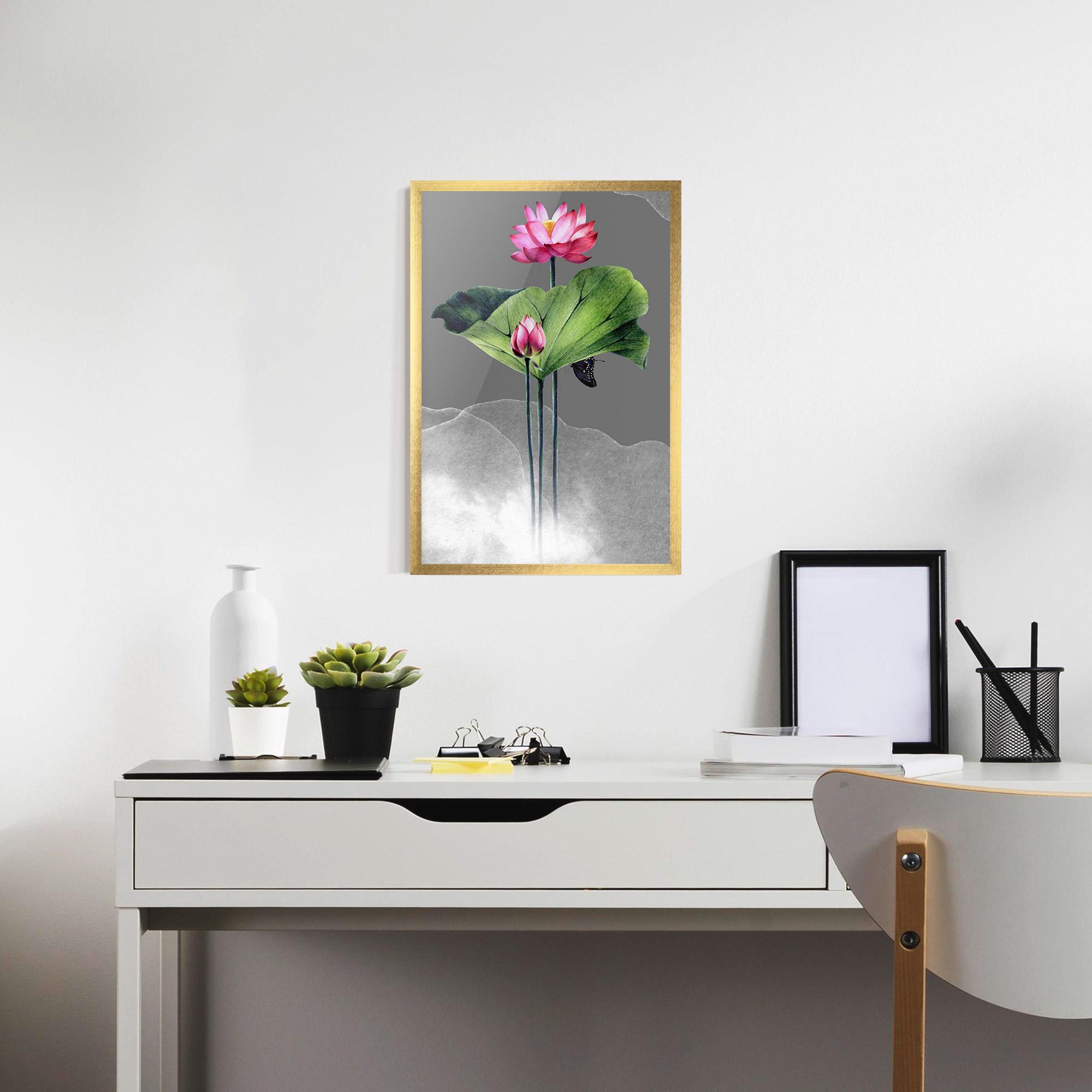 Gerahmte Poster Pink Lotus Art mockup 7