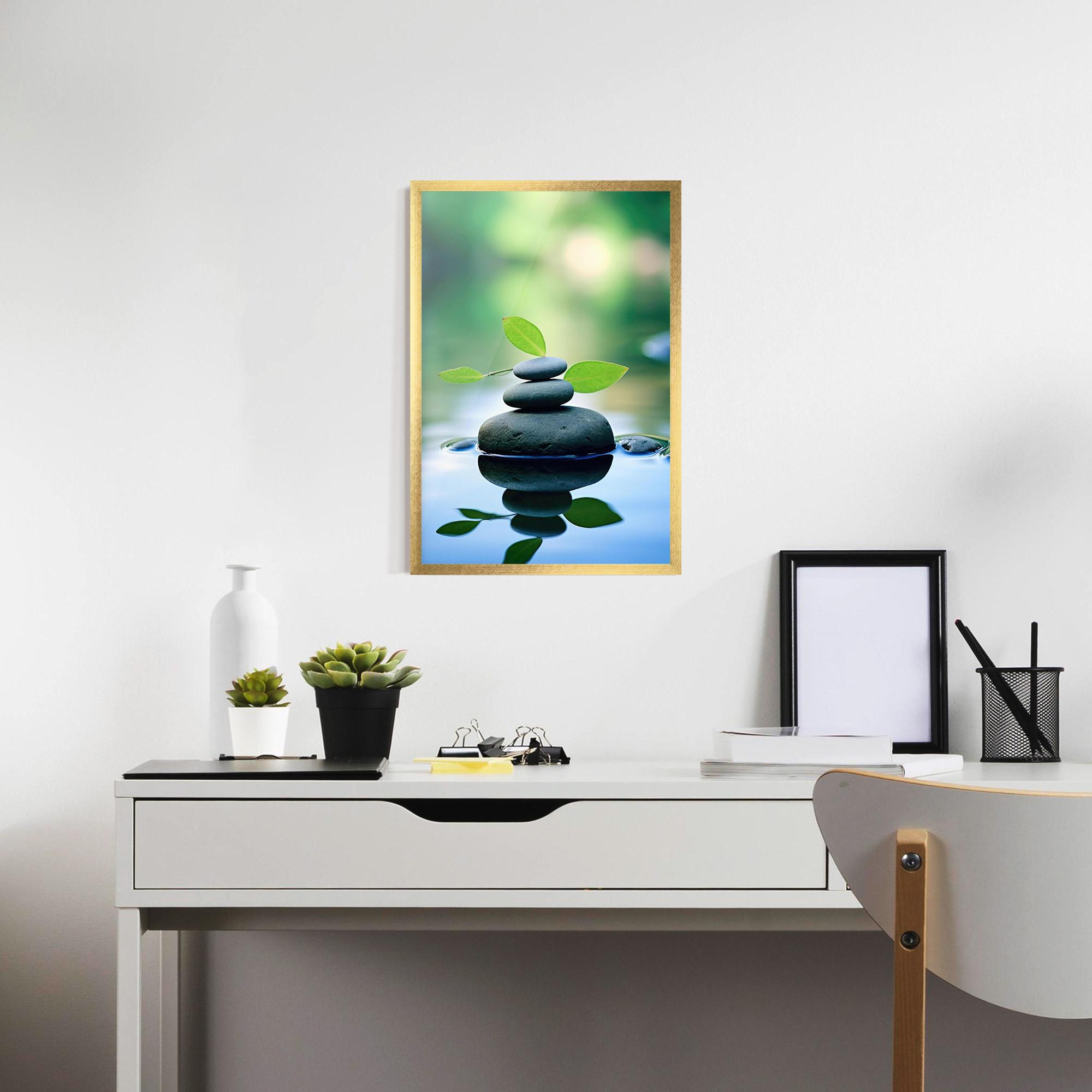 Gerahmte Poster Stones Green Leaves mockup 7