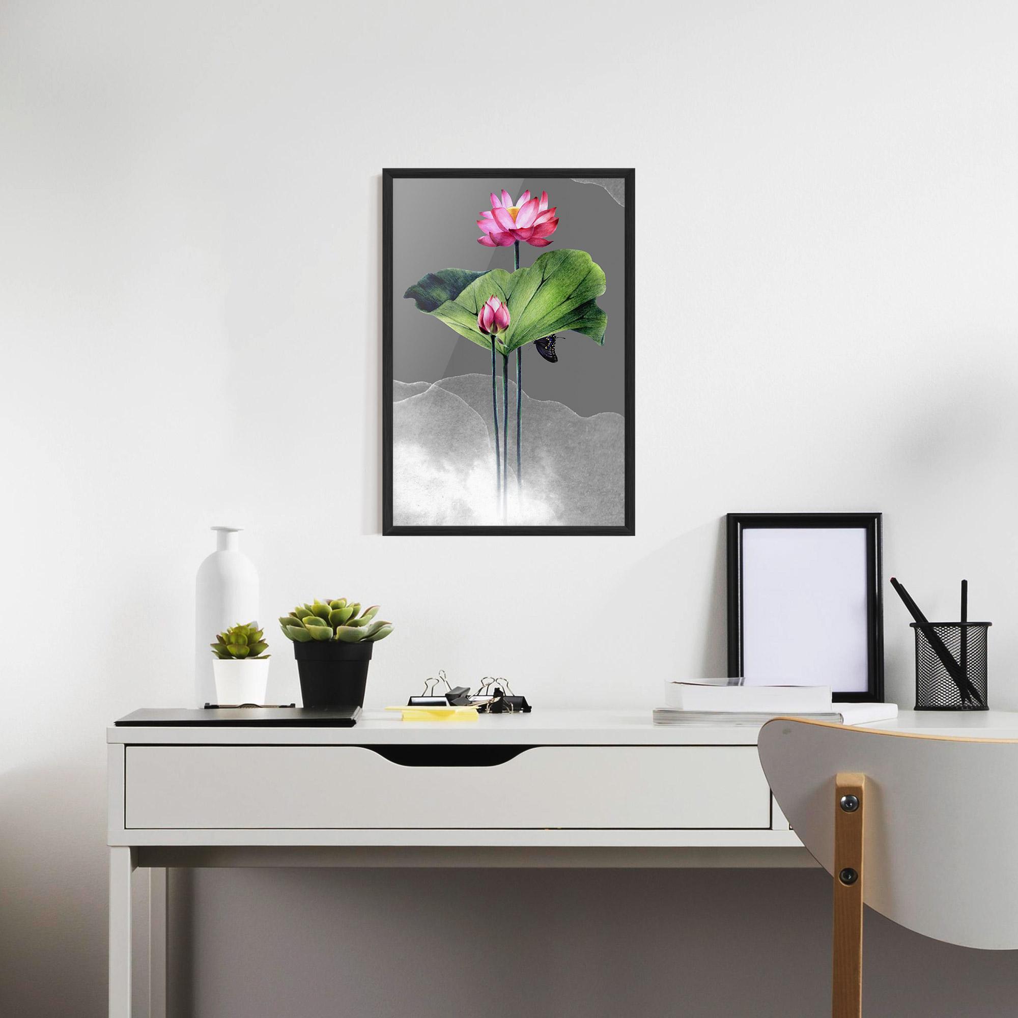 Gerahmte Poster Pink Lotus Art mockup 7