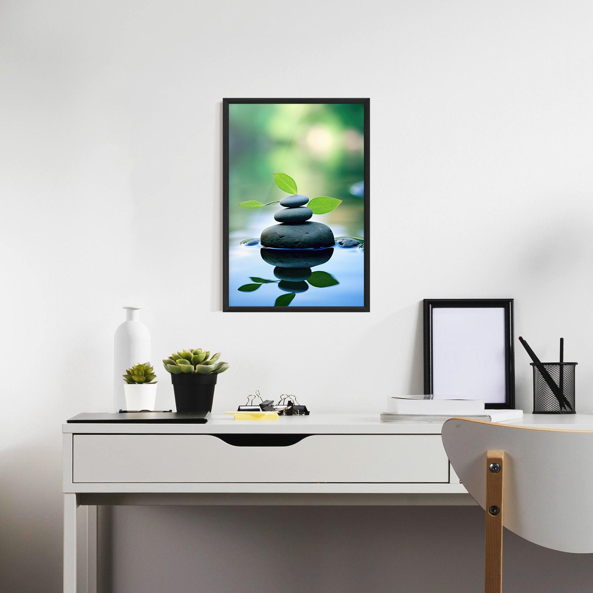 Gerahmte Poster Stones Green Leaves mockup 7