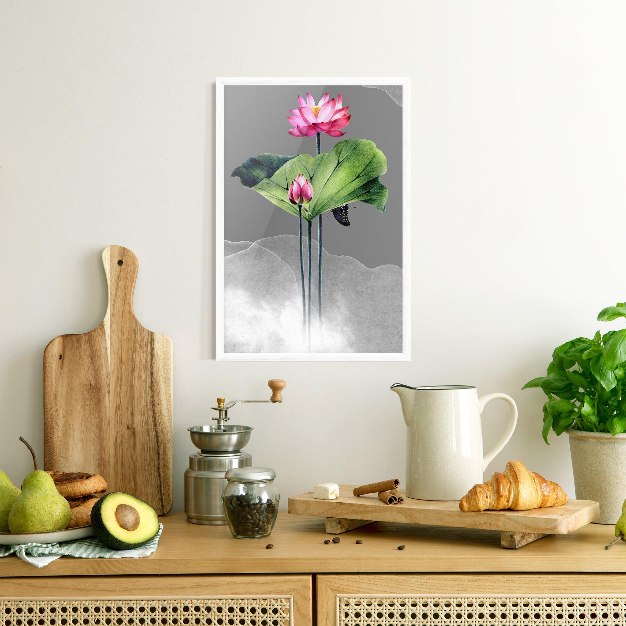 Gerahmte Poster Pink Lotus Art mockup 8