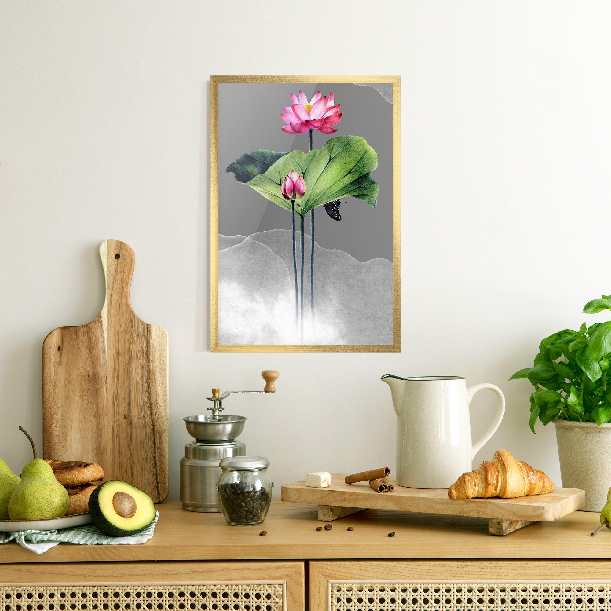 Gerahmte Poster Pink Lotus Art mockup 8