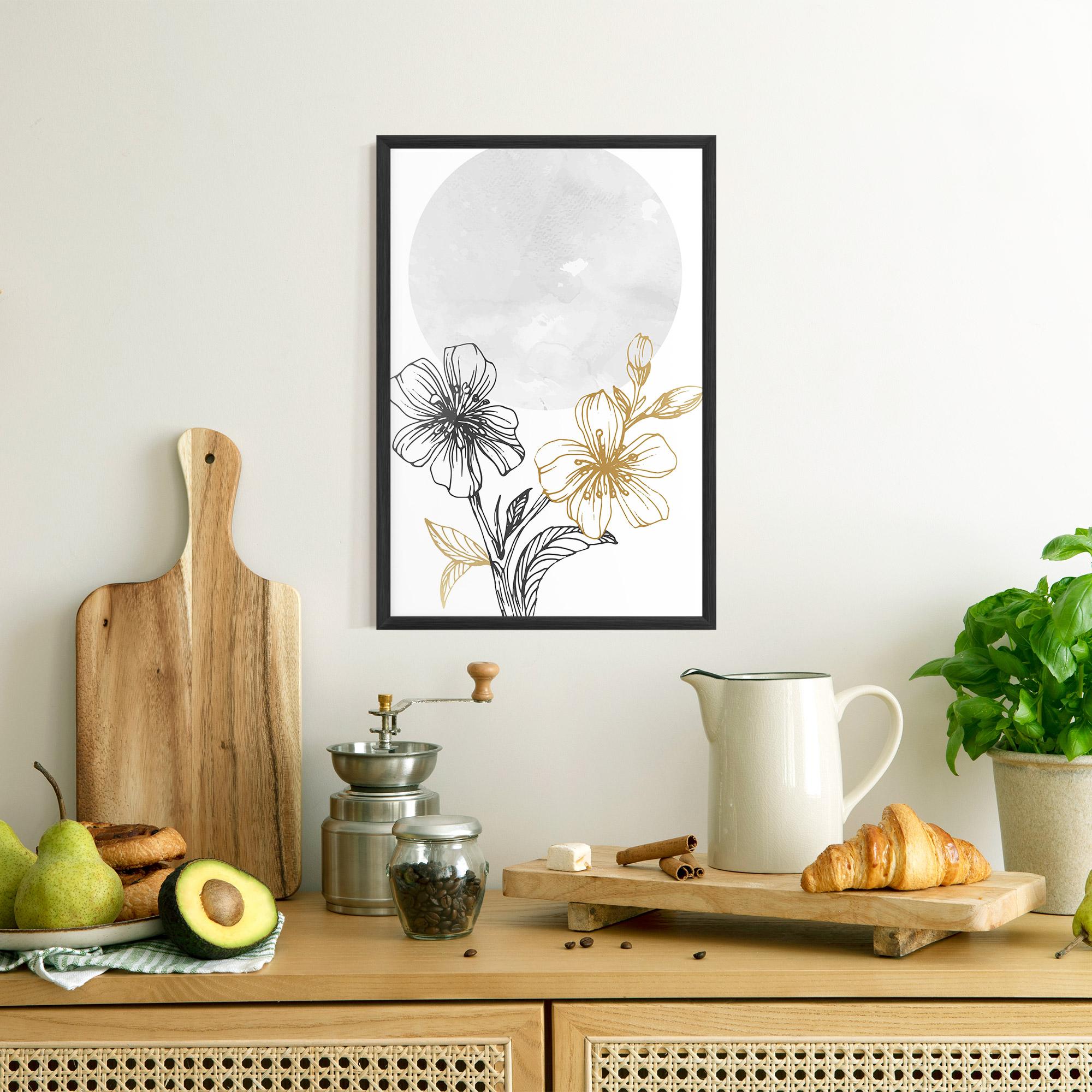 Gerahmte Poster Grey Moon Flowers mockup 8