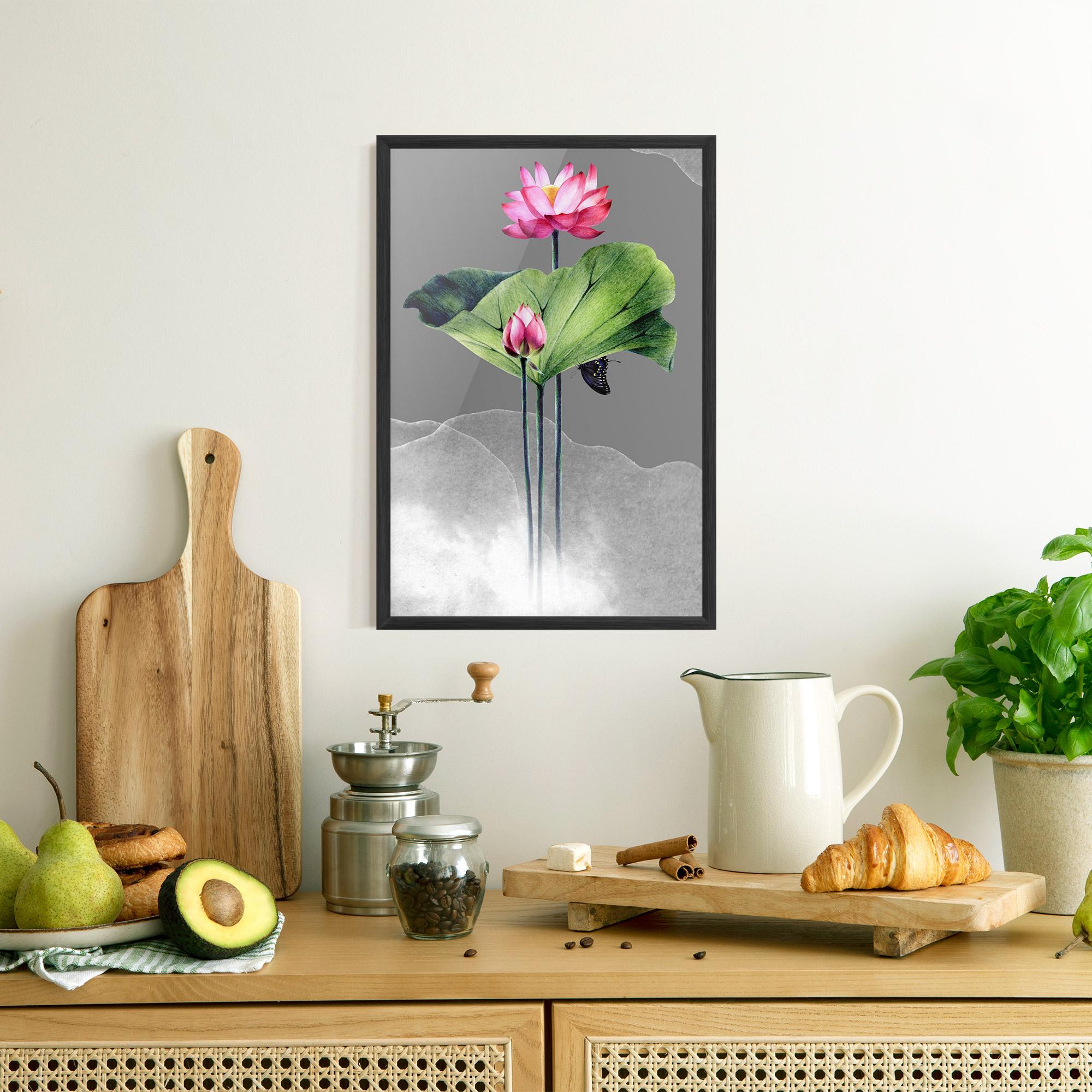 Gerahmte Poster Pink Lotus Art mockup 8