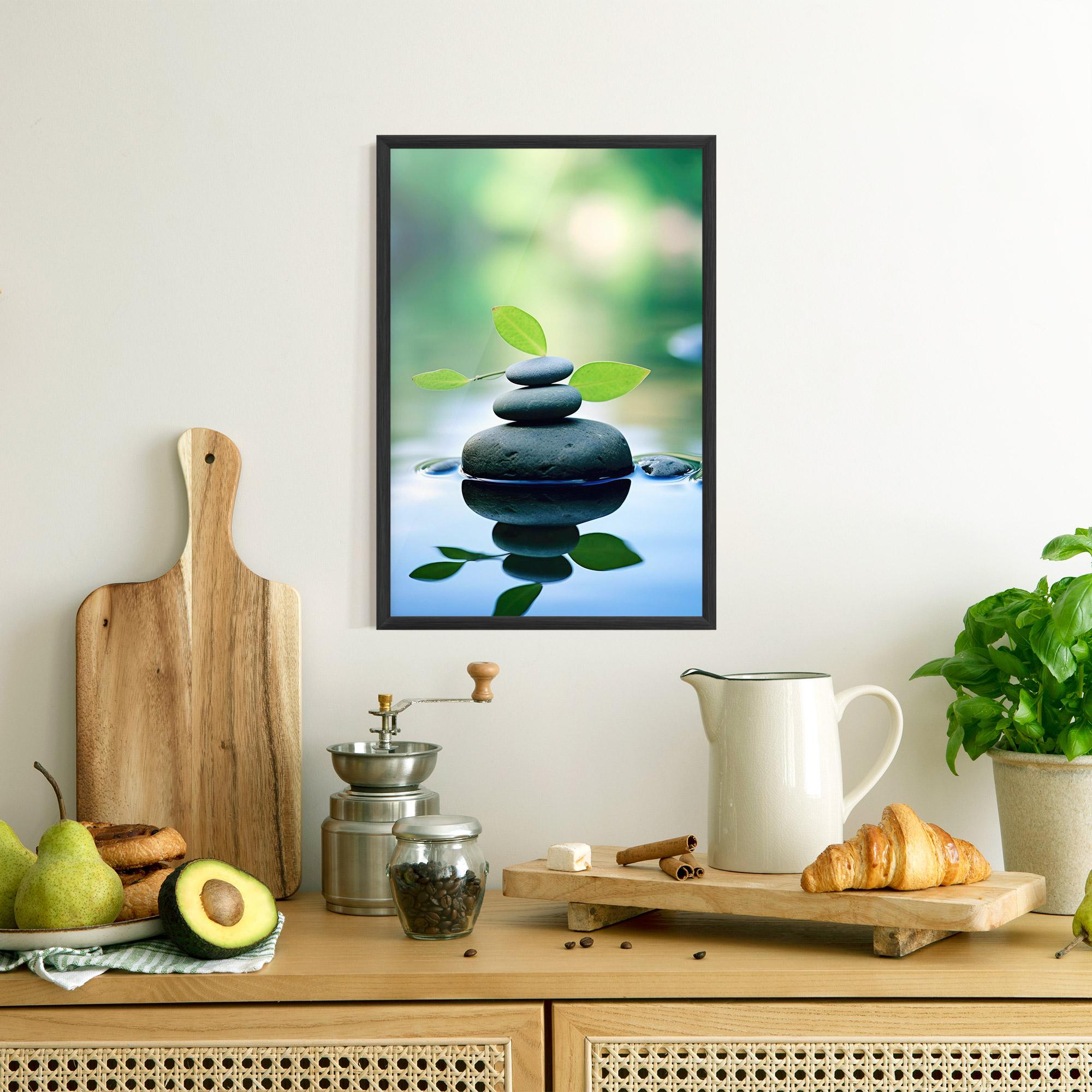 Gerahmte Poster Stones Green Leaves mockup 8
