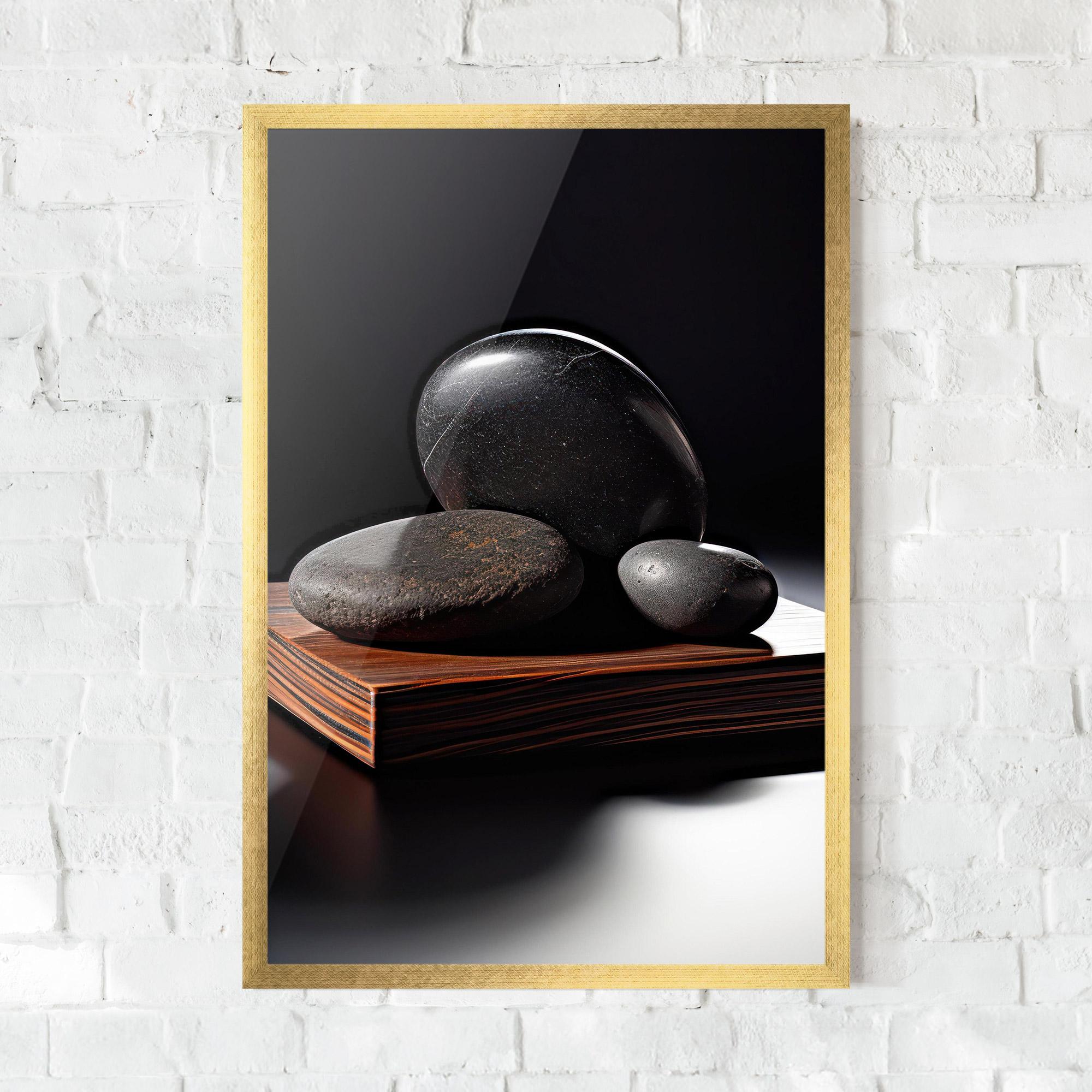 Gerahmte Poster Black Zen Stones mockup 0