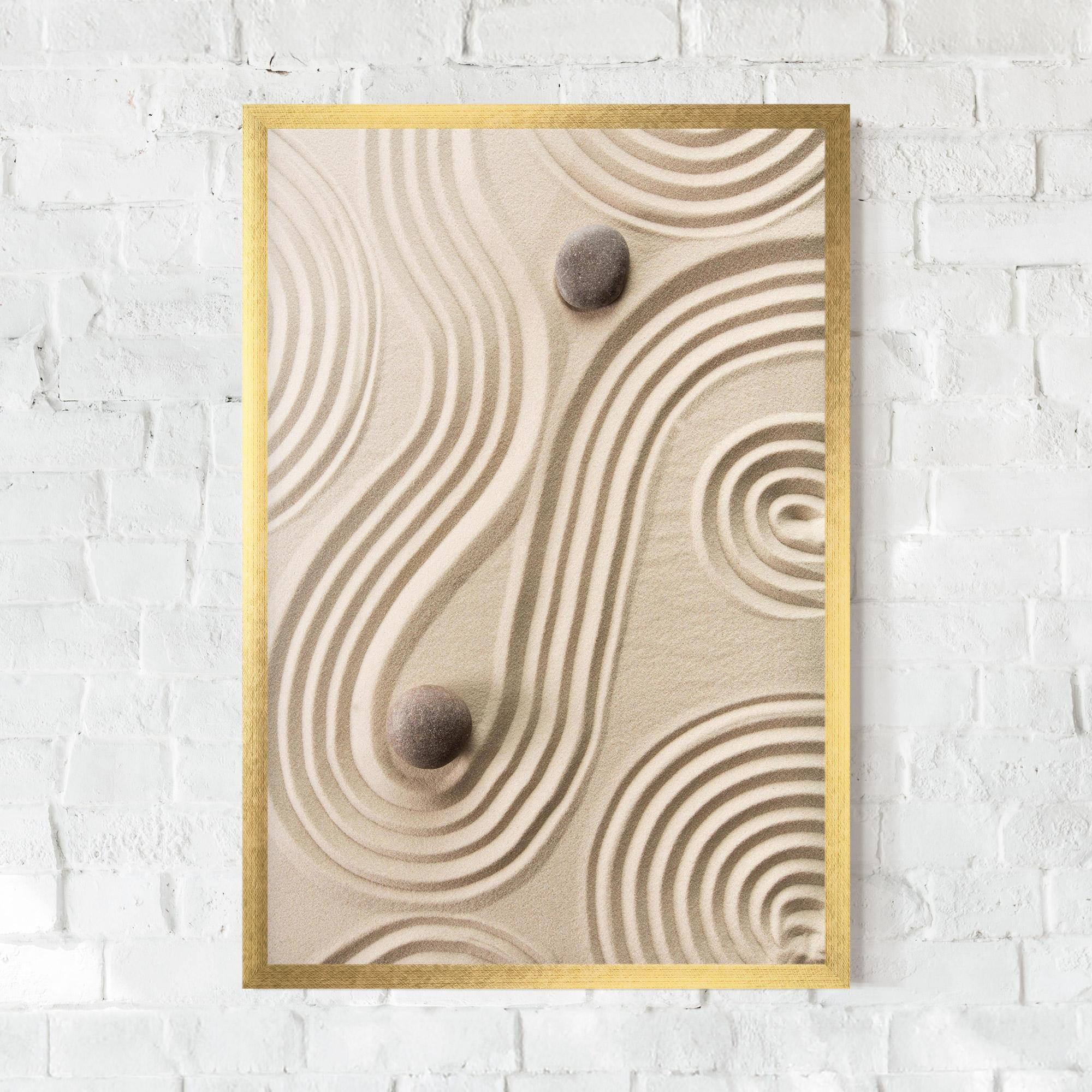 Gerahmte Poster Cream Zen Stones mockup 0