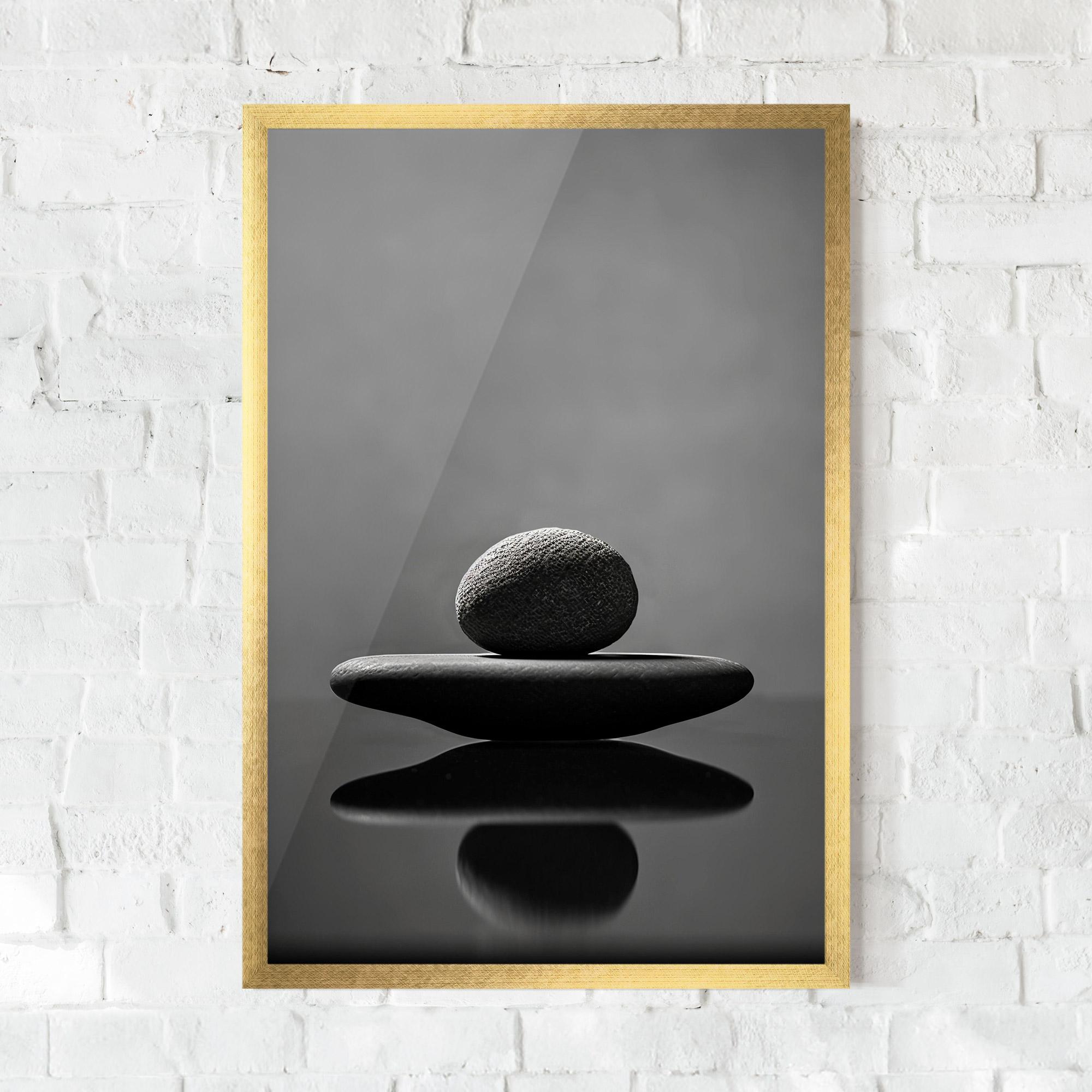 Gerahmte Poster Minimalistic Zen Stone mockup 0
