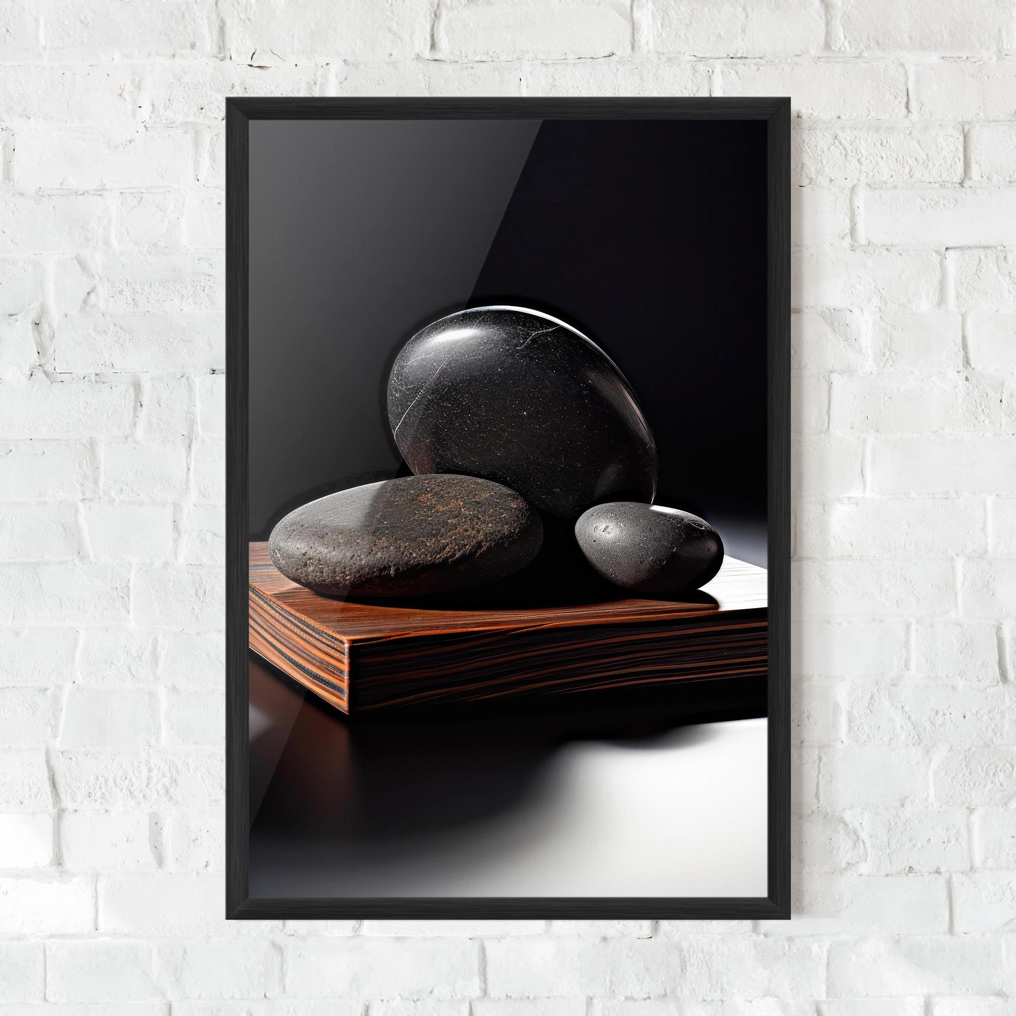 Gerahmte Poster Black Zen Stones mockup 0