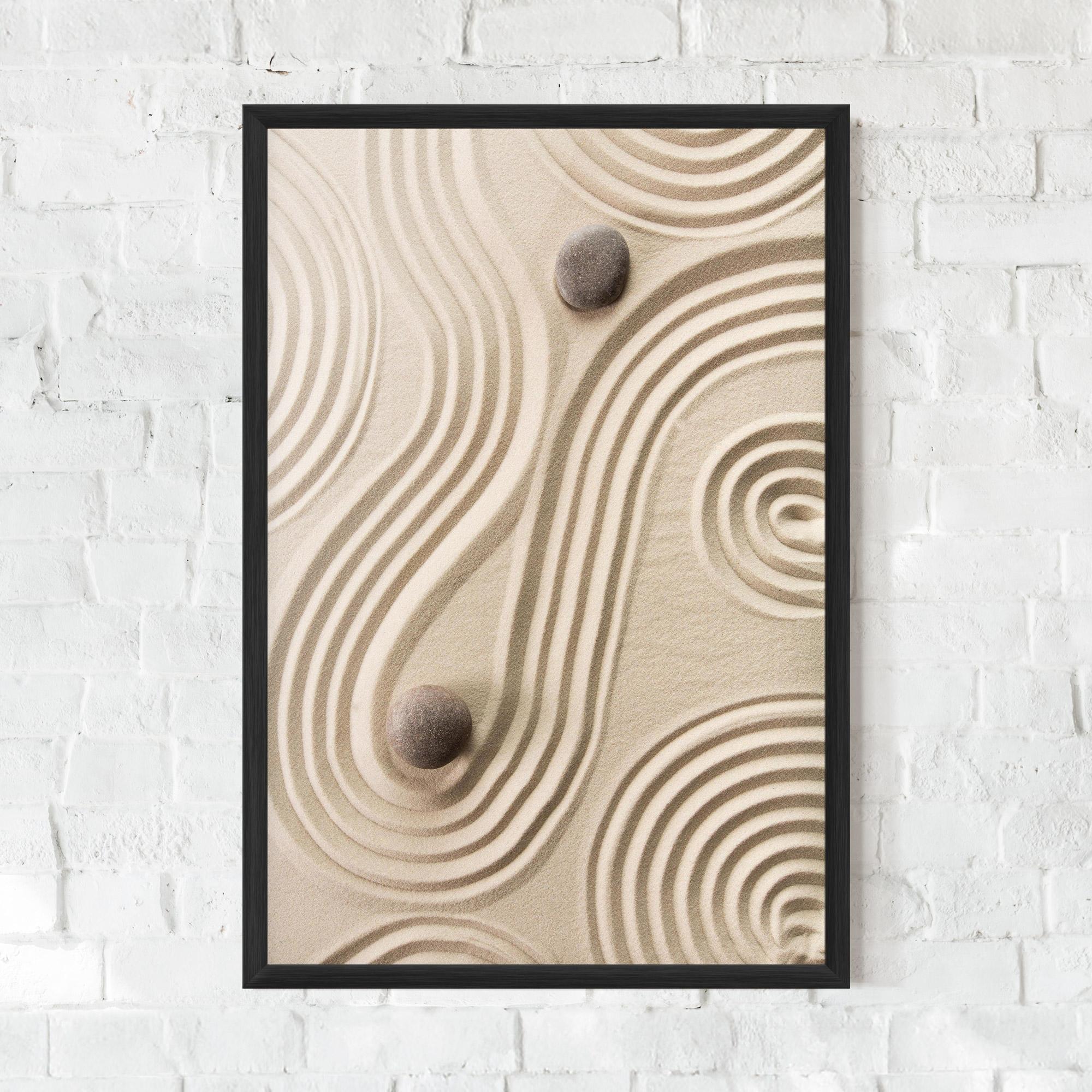 Gerahmte Poster Cream Zen Stones mockup 0