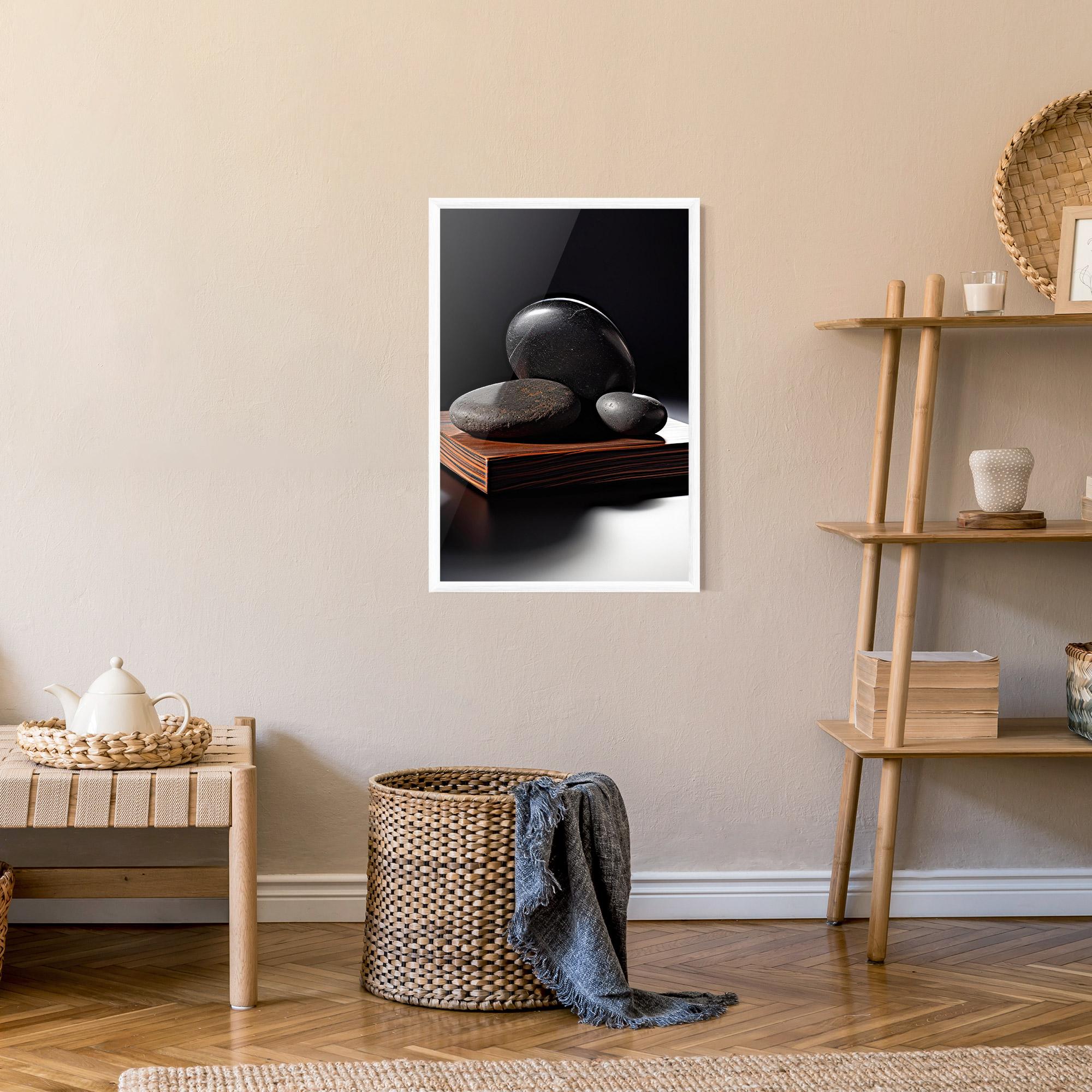 Gerahmte Poster Black Zen Stones mockup 9