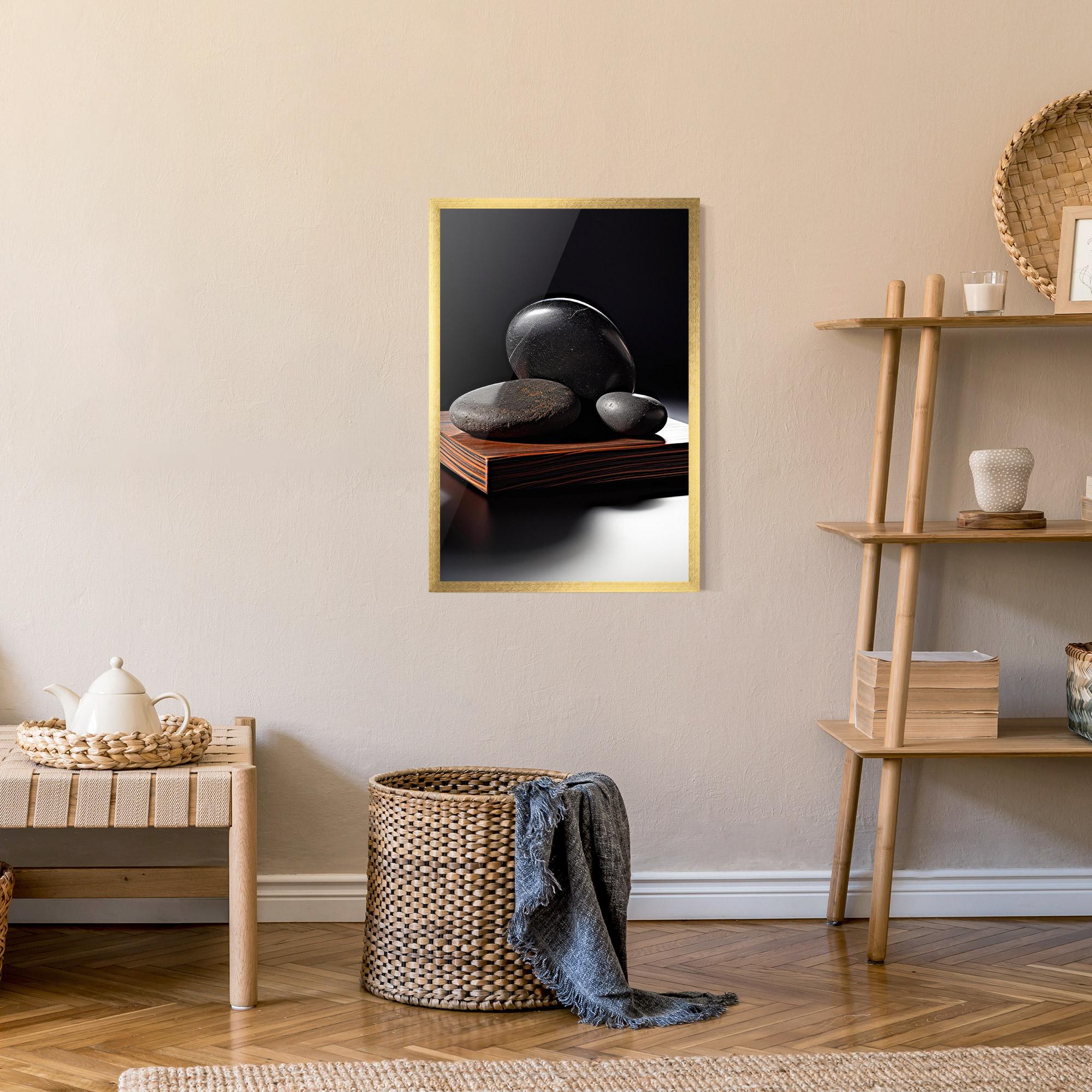 Gerahmte Poster Black Zen Stones mockup 9