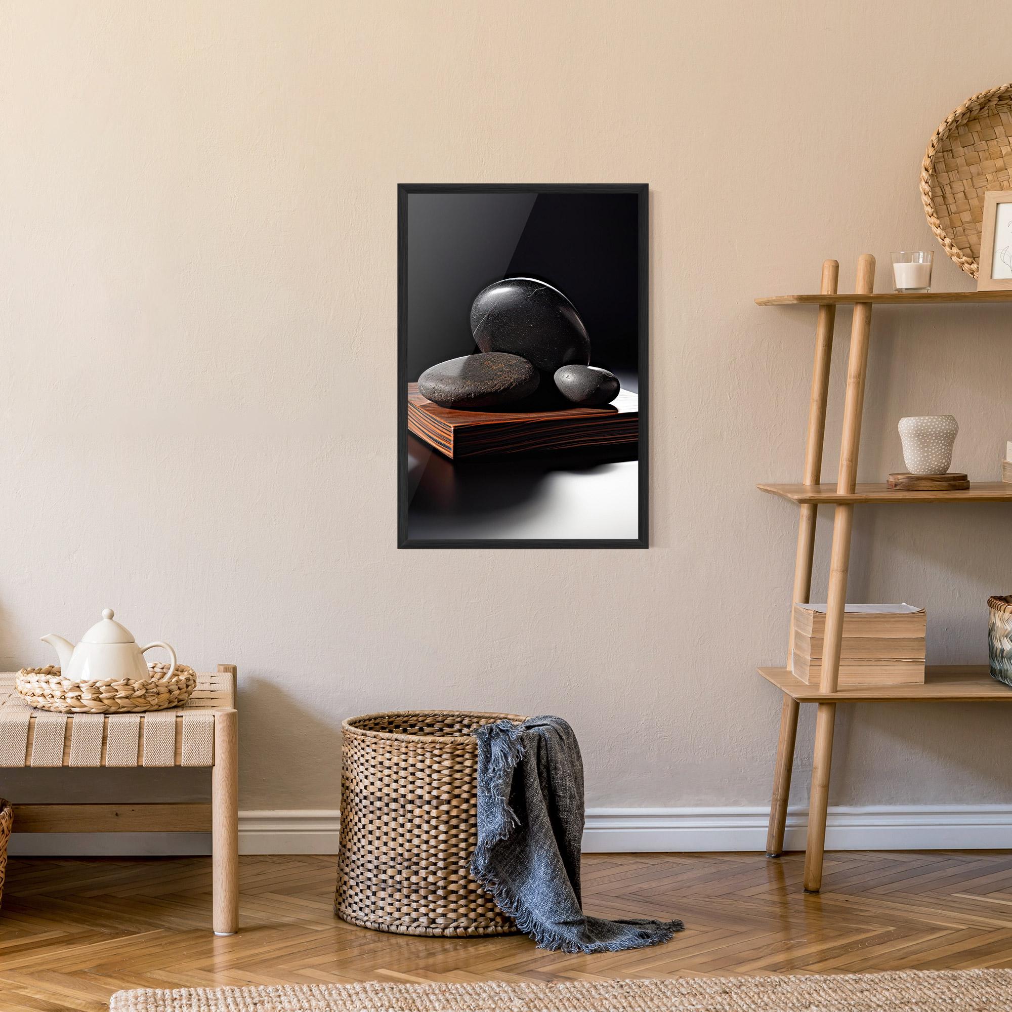 Gerahmte Poster Black Zen Stones mockup 9
