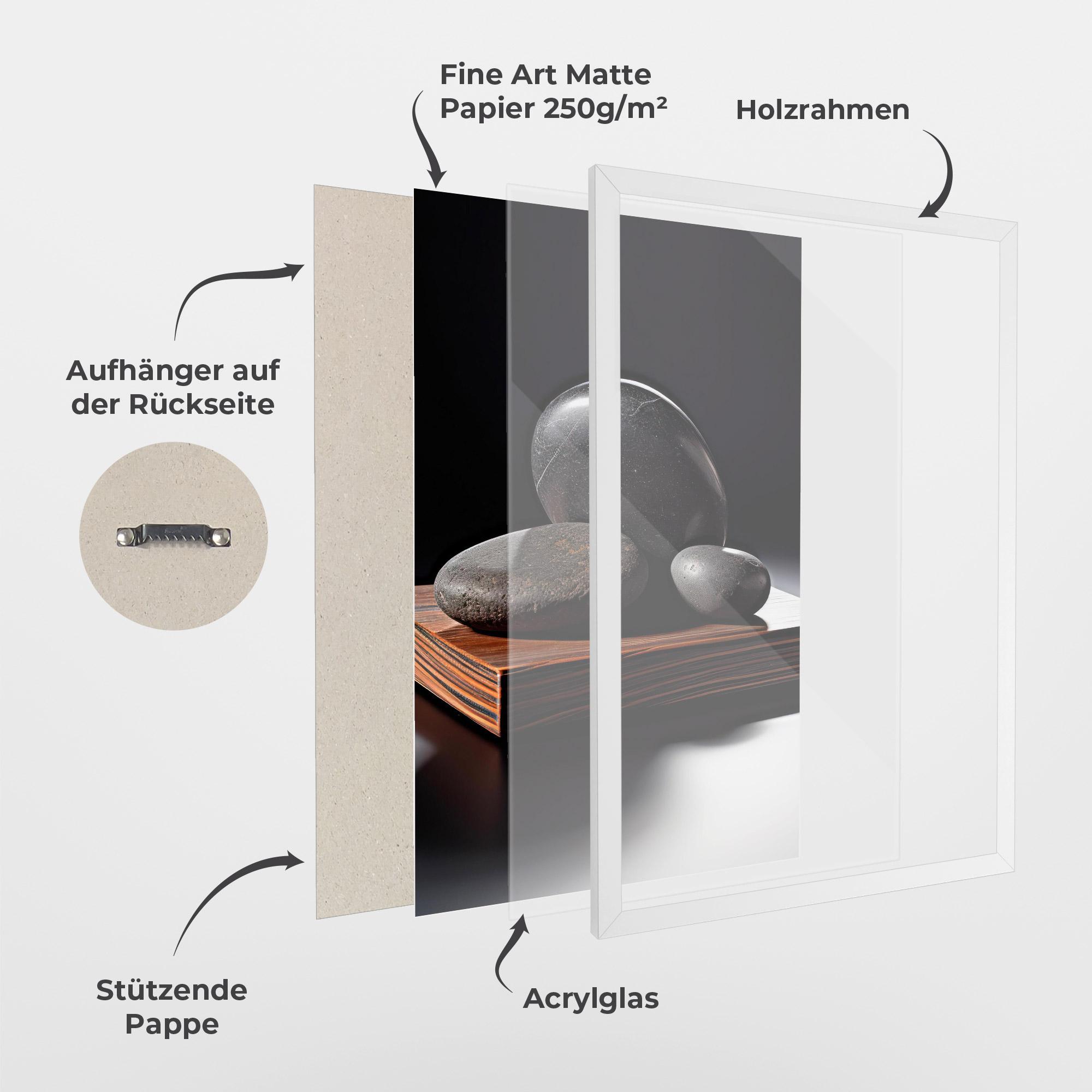 Gerahmte Poster Black Zen Stones mockup 1