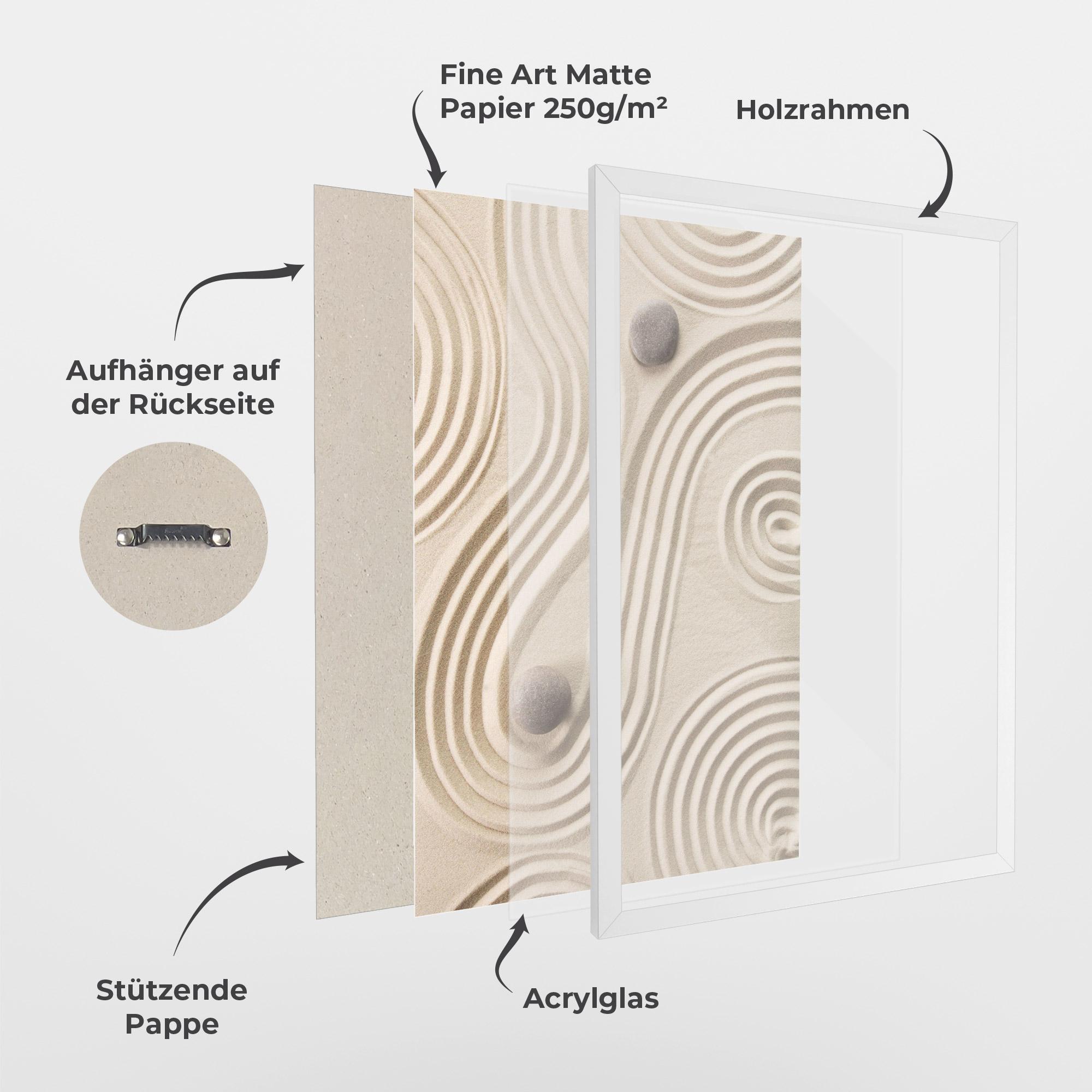 Gerahmte Poster Cream Zen Stones mockup 1