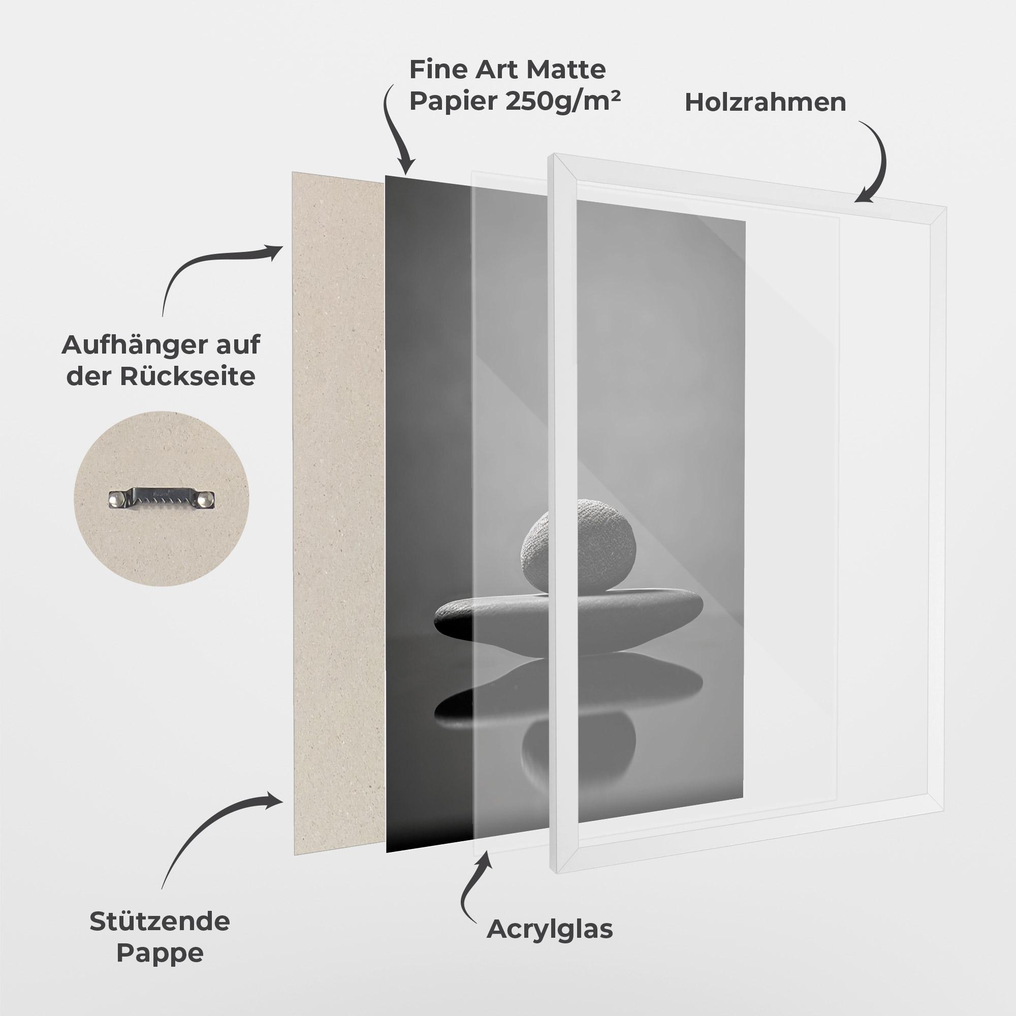 Gerahmte Poster Minimalistic Zen Stone mockup 1