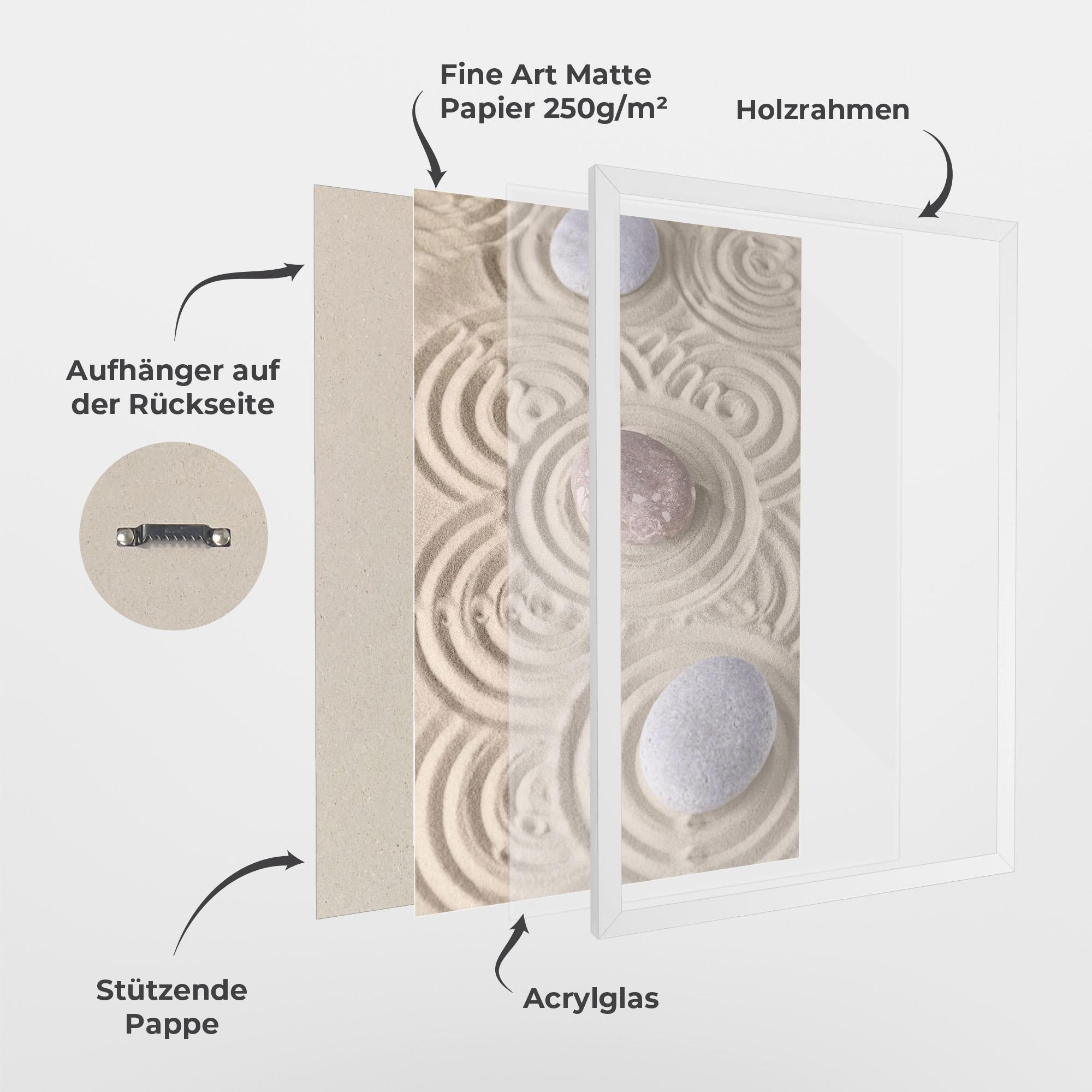 Gerahmte Poster Smooth Lines Stones mockup 1