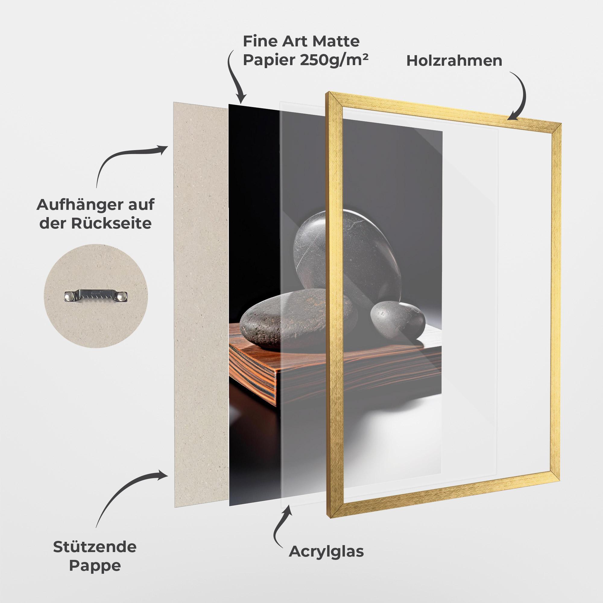 Gerahmte Poster Black Zen Stones mockup 1