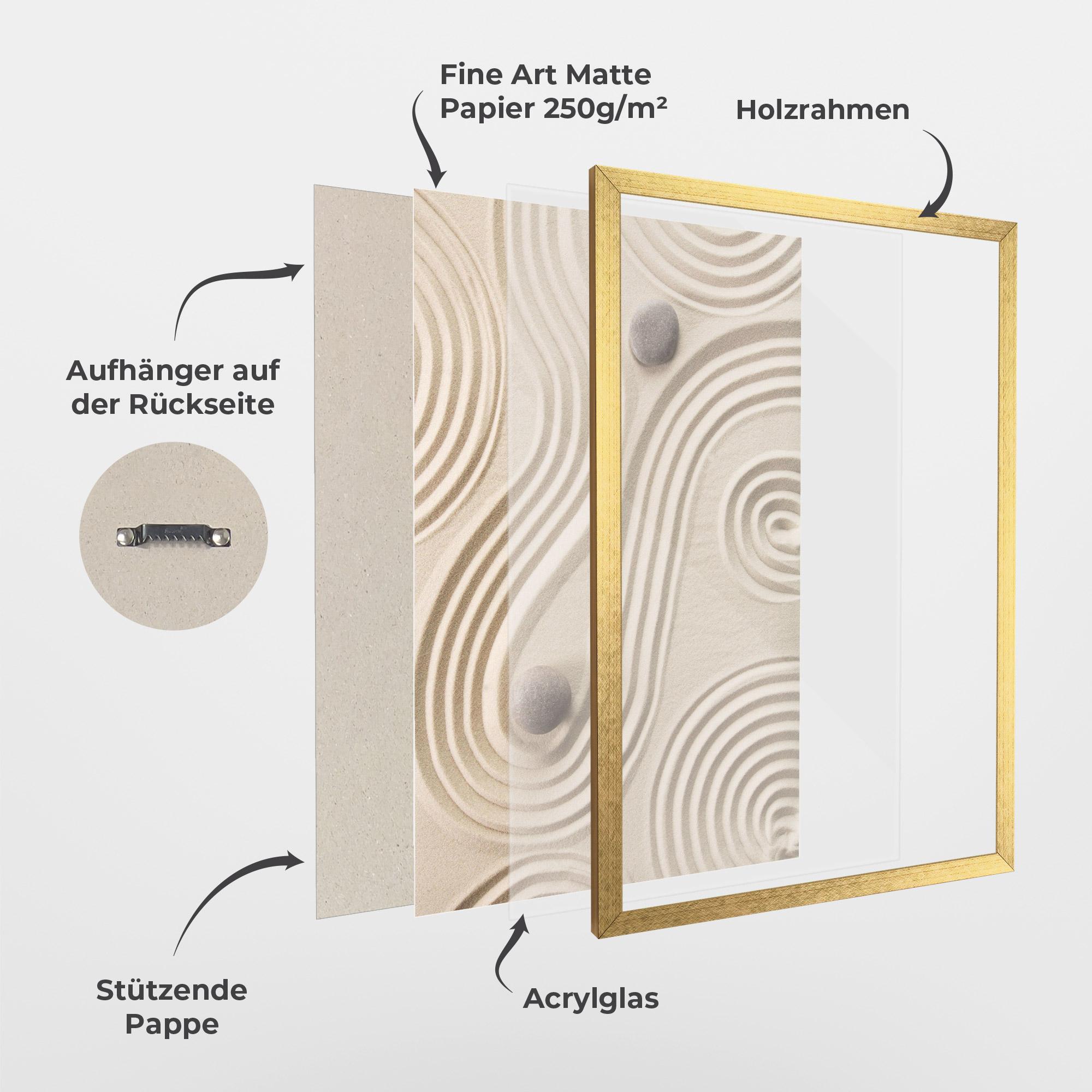 Gerahmte Poster Cream Zen Stones mockup 1