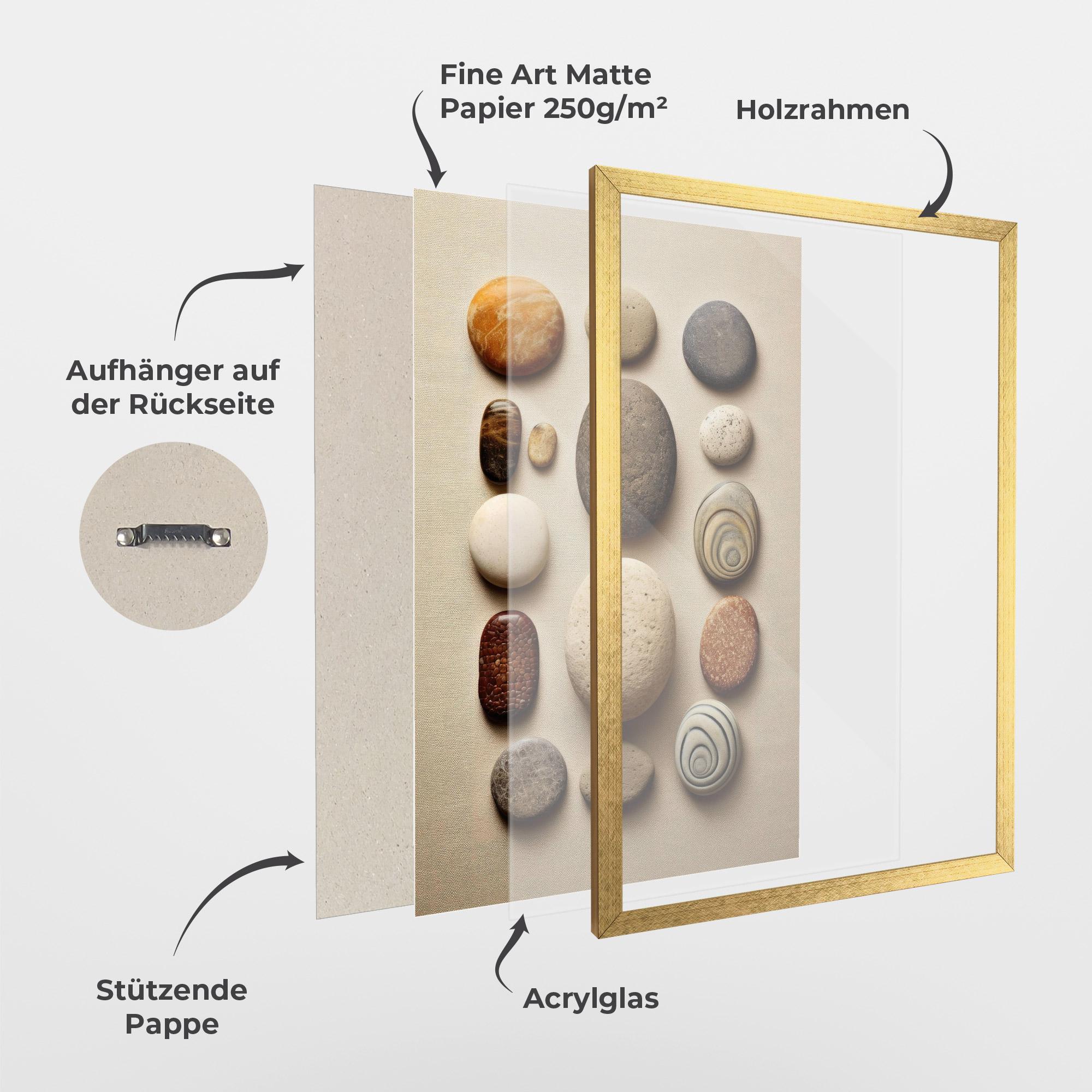 Gerahmte Poster Massage Stones Sand mockup 1