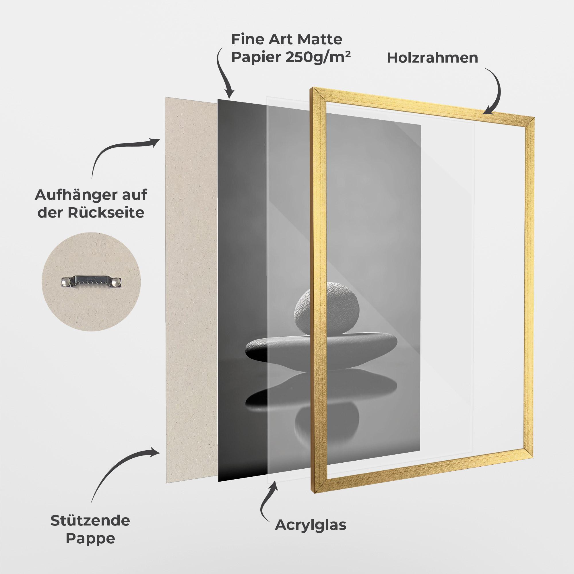 Gerahmte Poster Minimalistic Zen Stone mockup 1