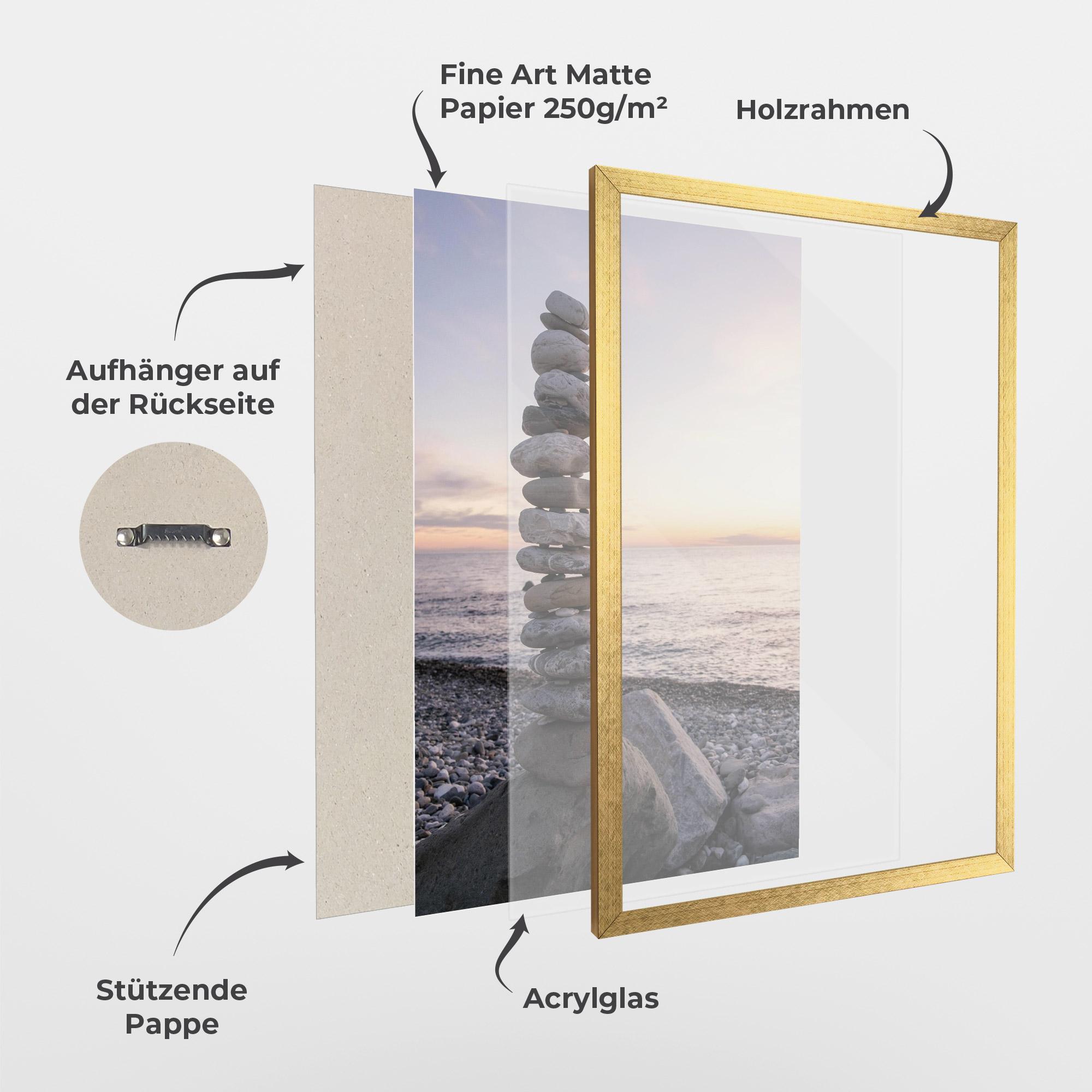 Gerahmte Poster Pebbles Seaside mockup 1