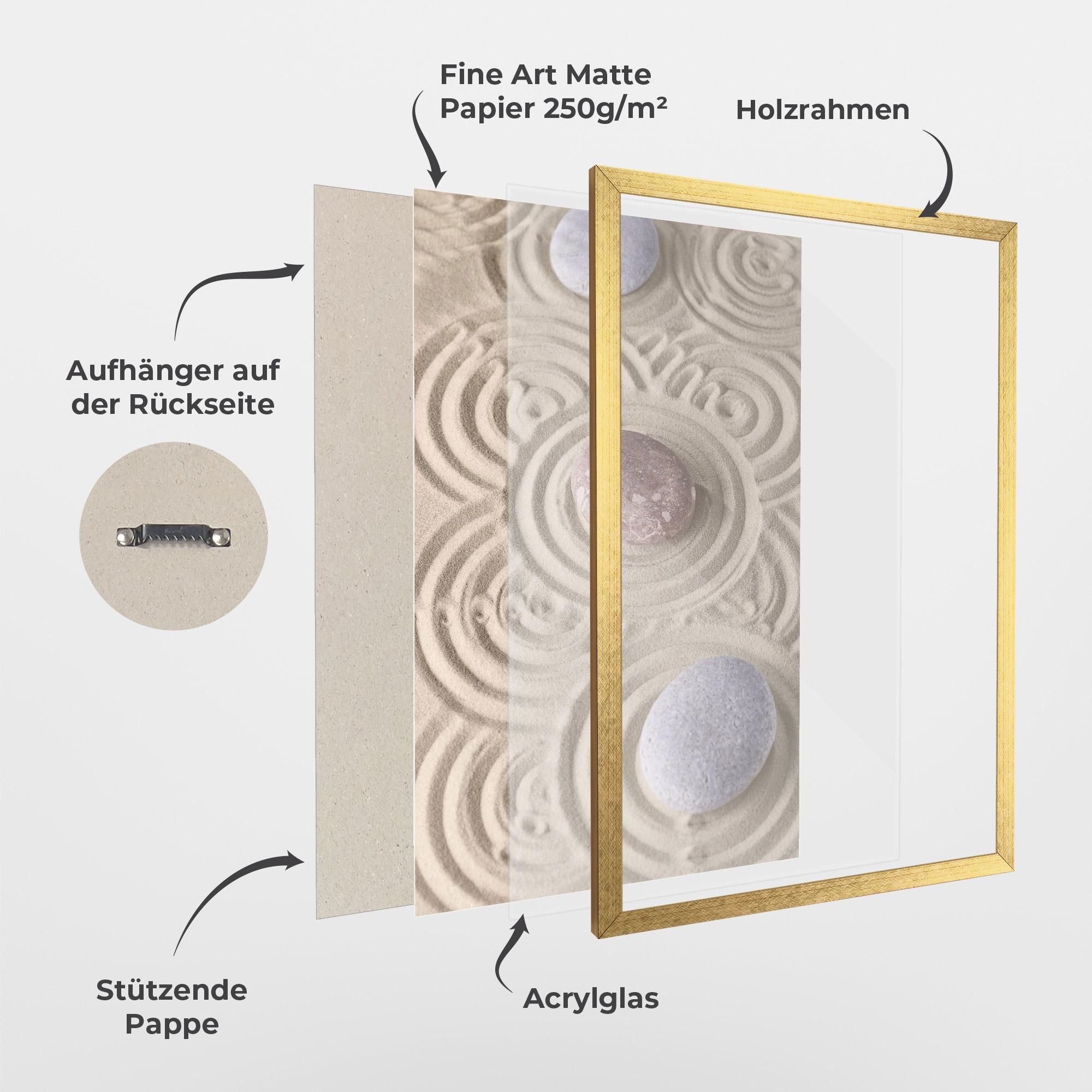 Gerahmte Poster Smooth Lines Stones mockup 1