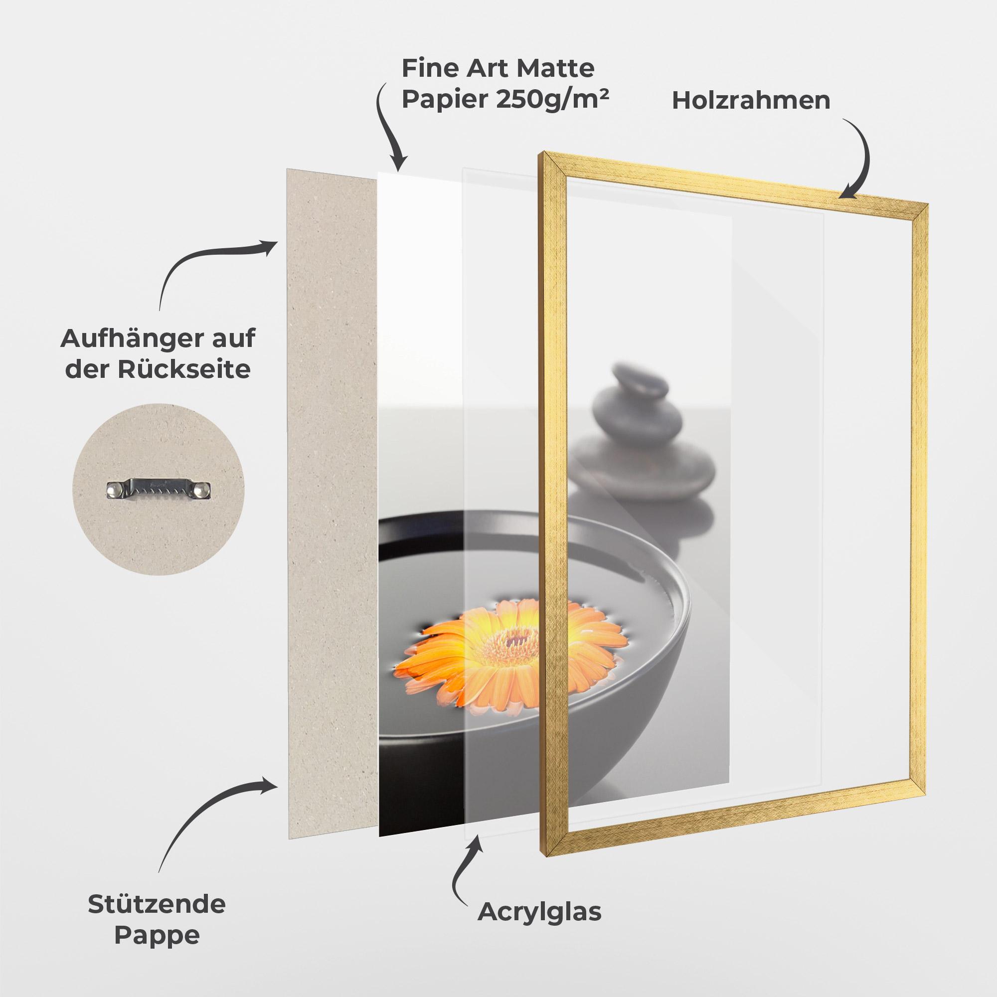 Gerahmte Poster Stone Orange Flower mockup 1