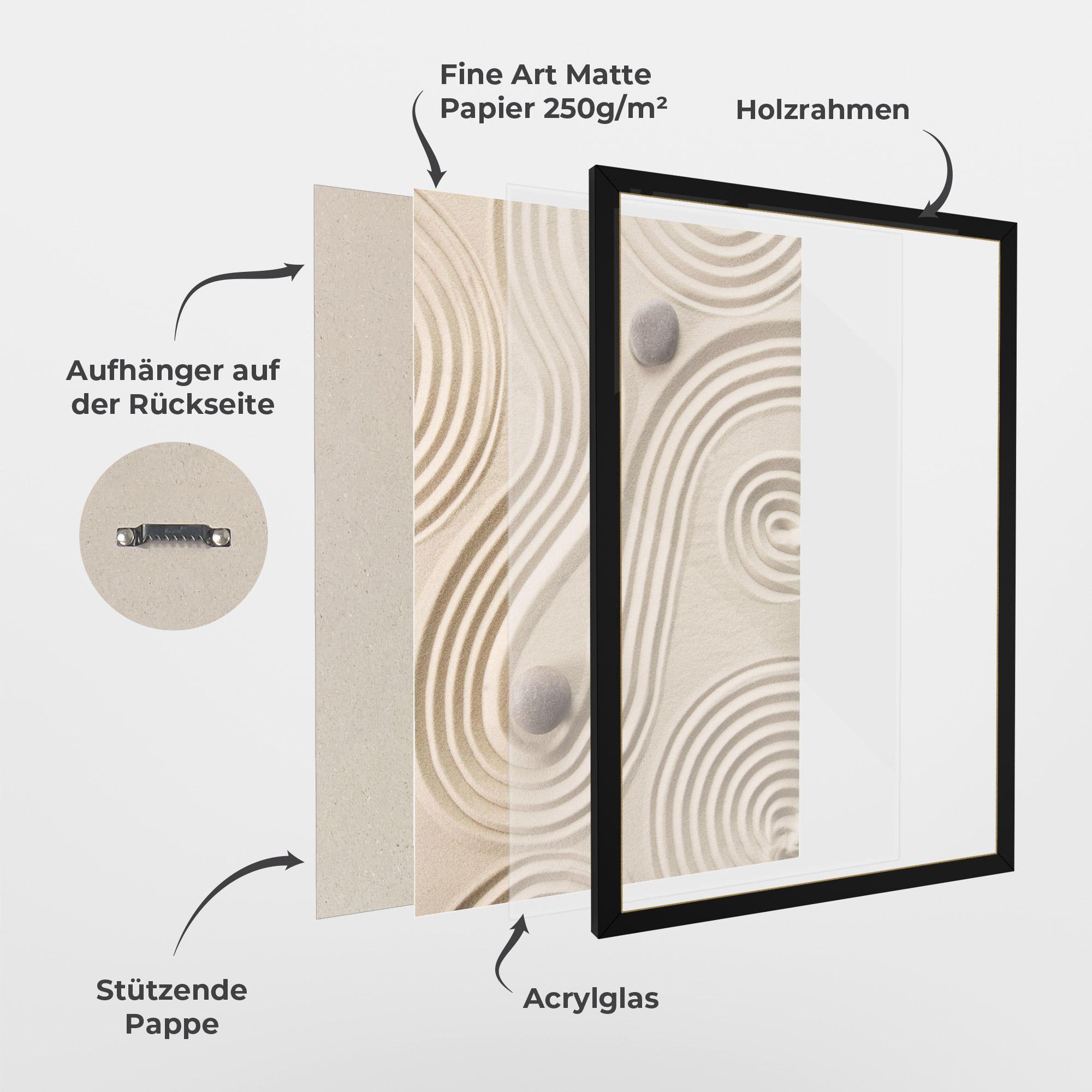 Gerahmte Poster Cream Zen Stones mockup 1