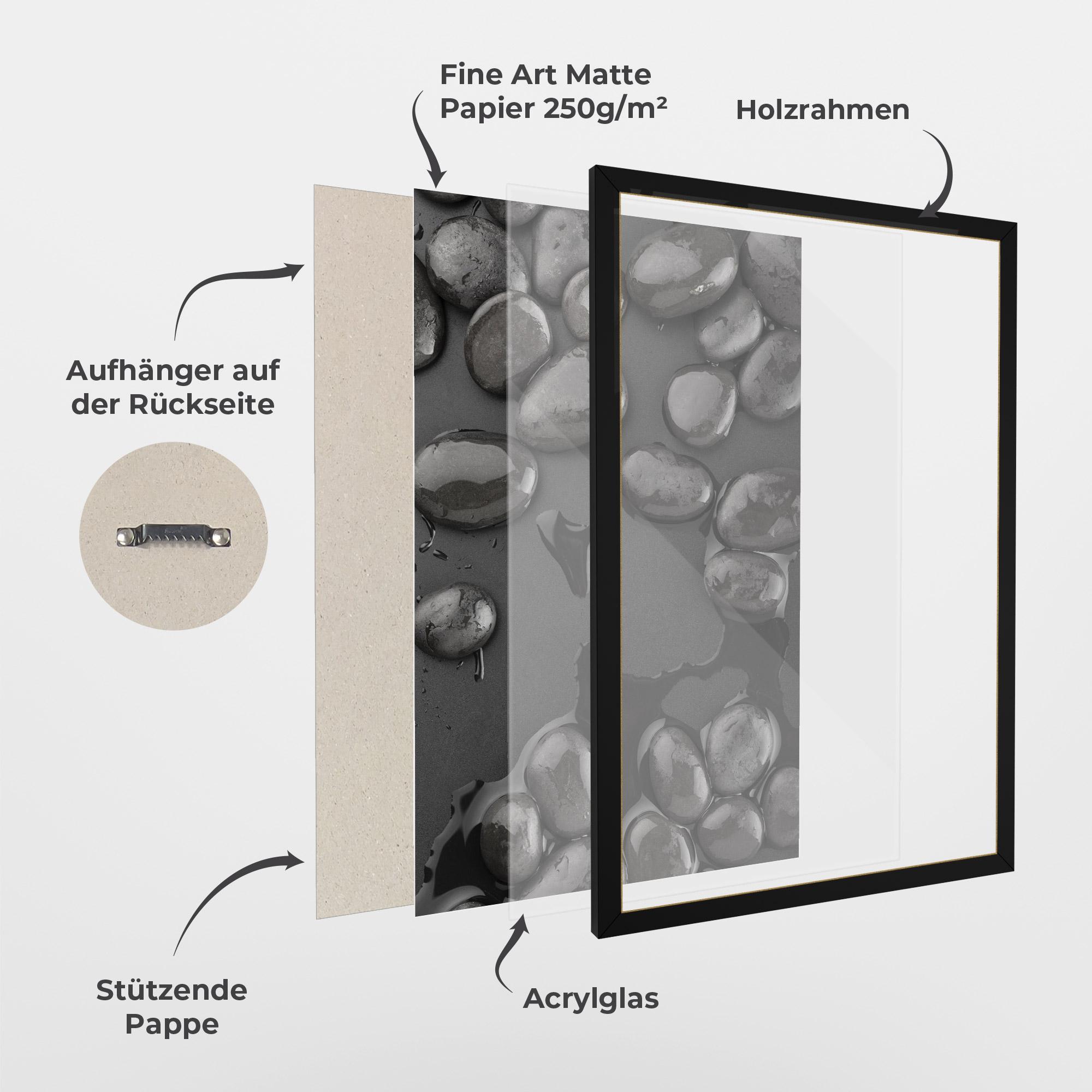 Gerahmte Poster Grey Shiny Stones mockup 1