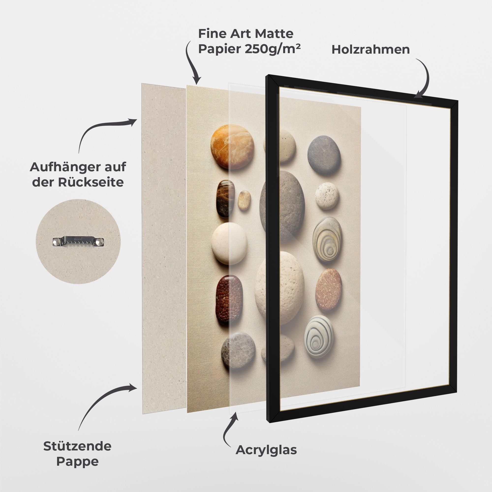 Gerahmte Poster Massage Stones Sand mockup 1