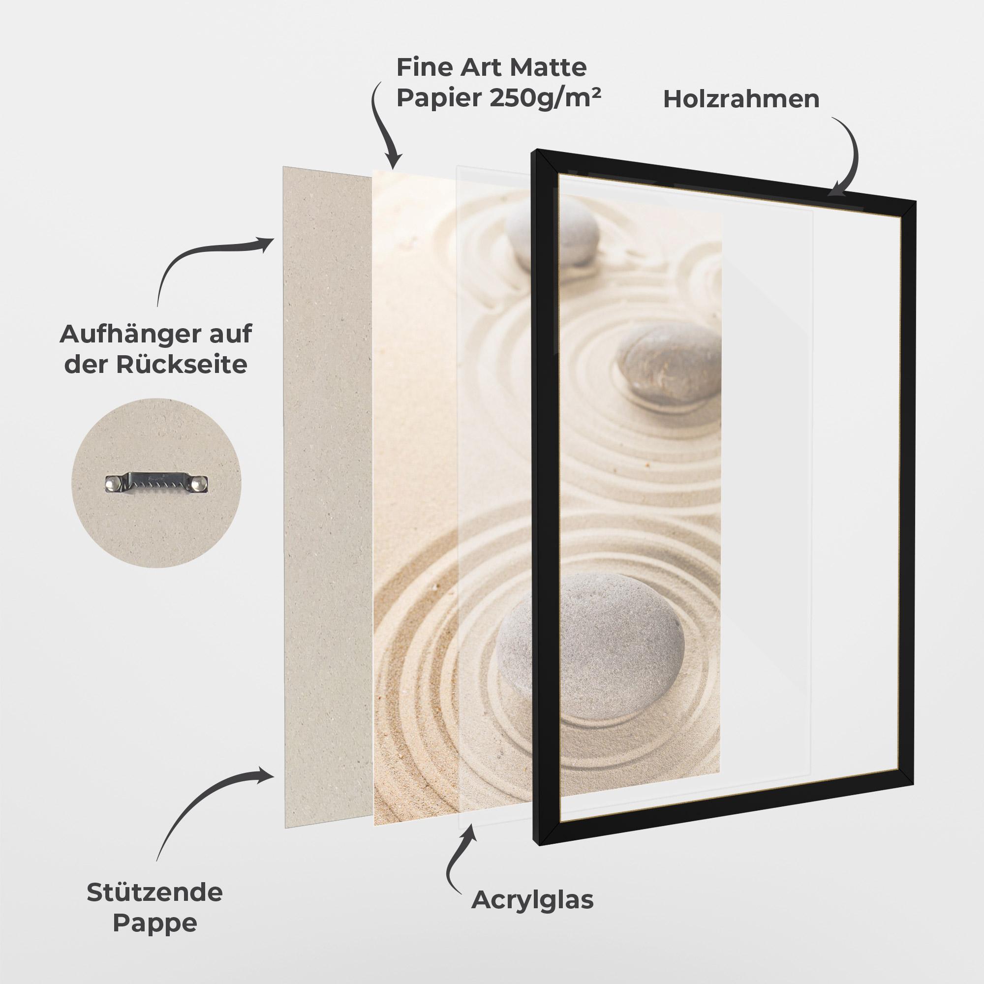 Gerahmte Poster Meditation Cream Stone mockup 1