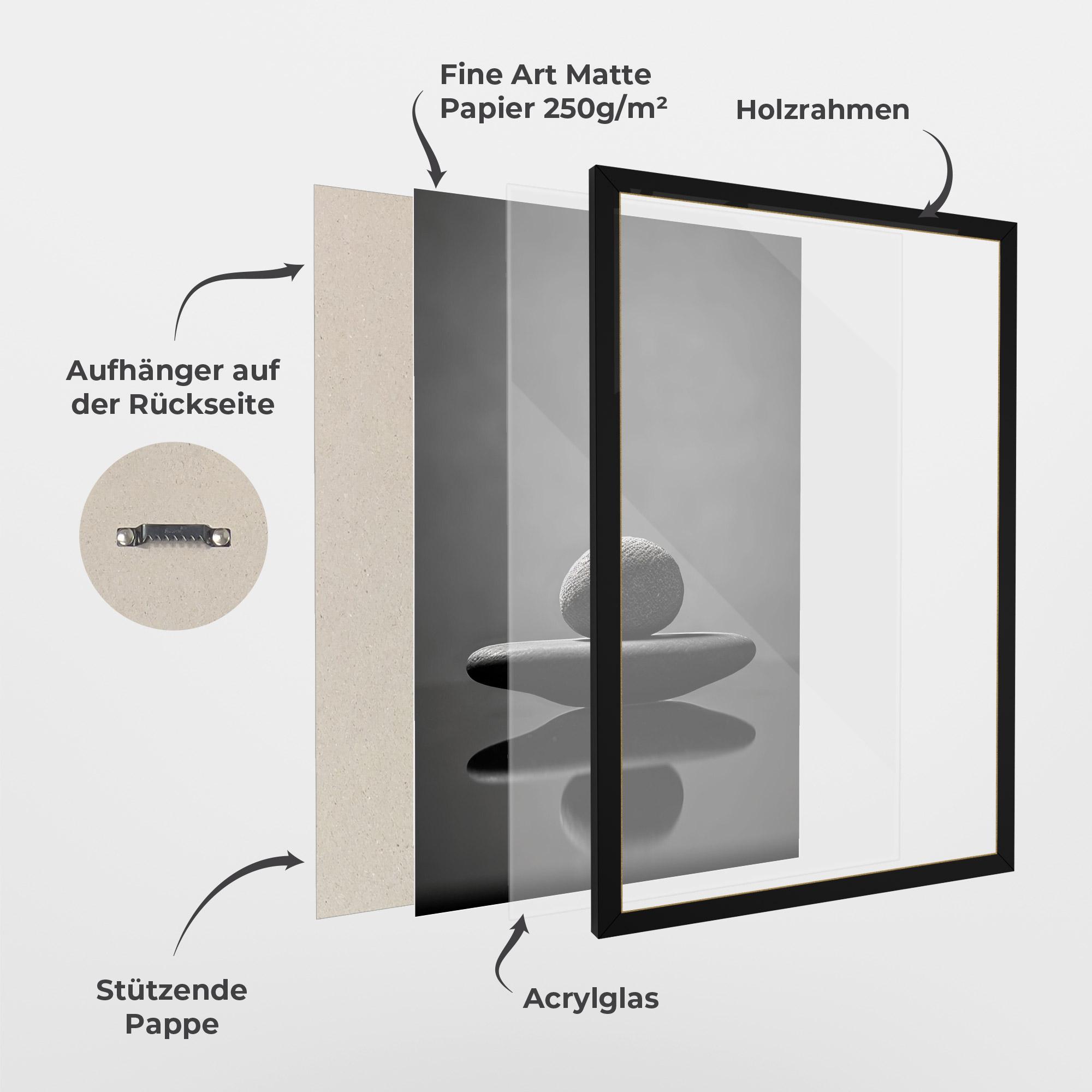 Gerahmte Poster Minimalistic Zen Stone mockup 1