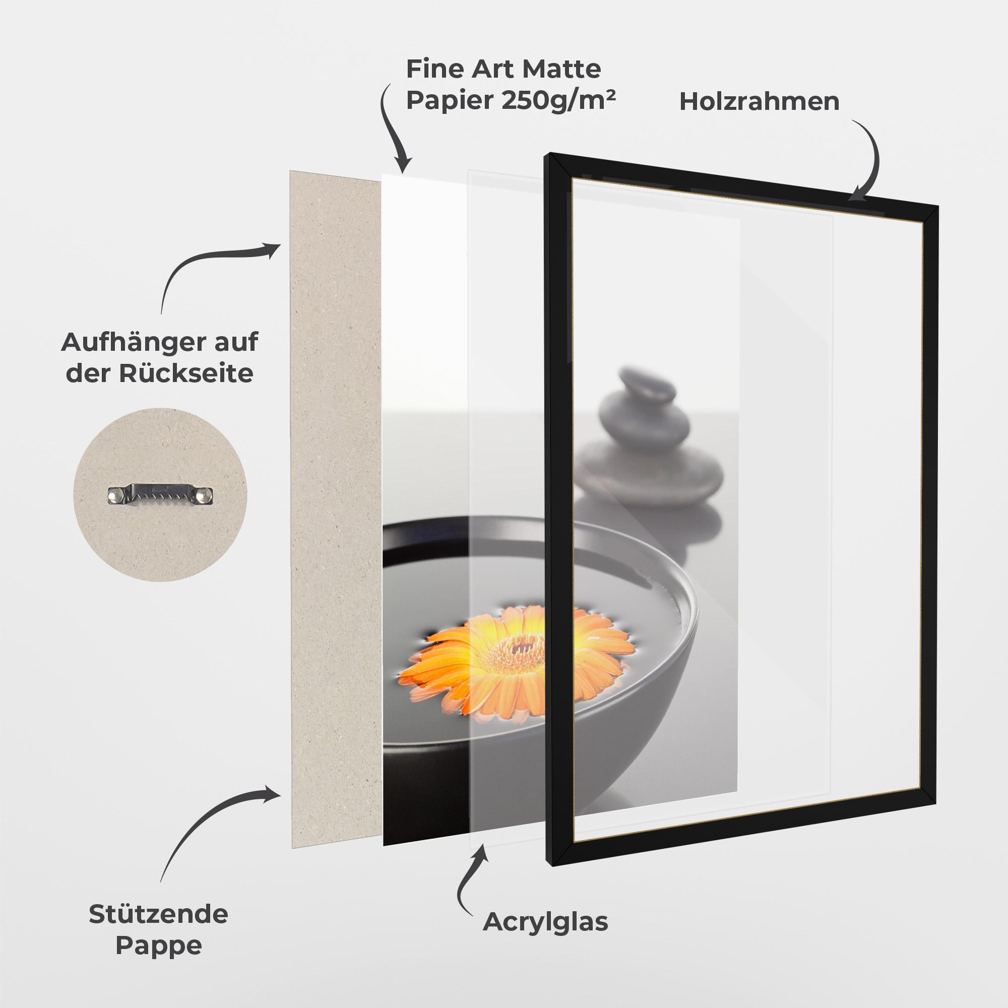 Gerahmte Poster Stone Orange Flower mockup 1