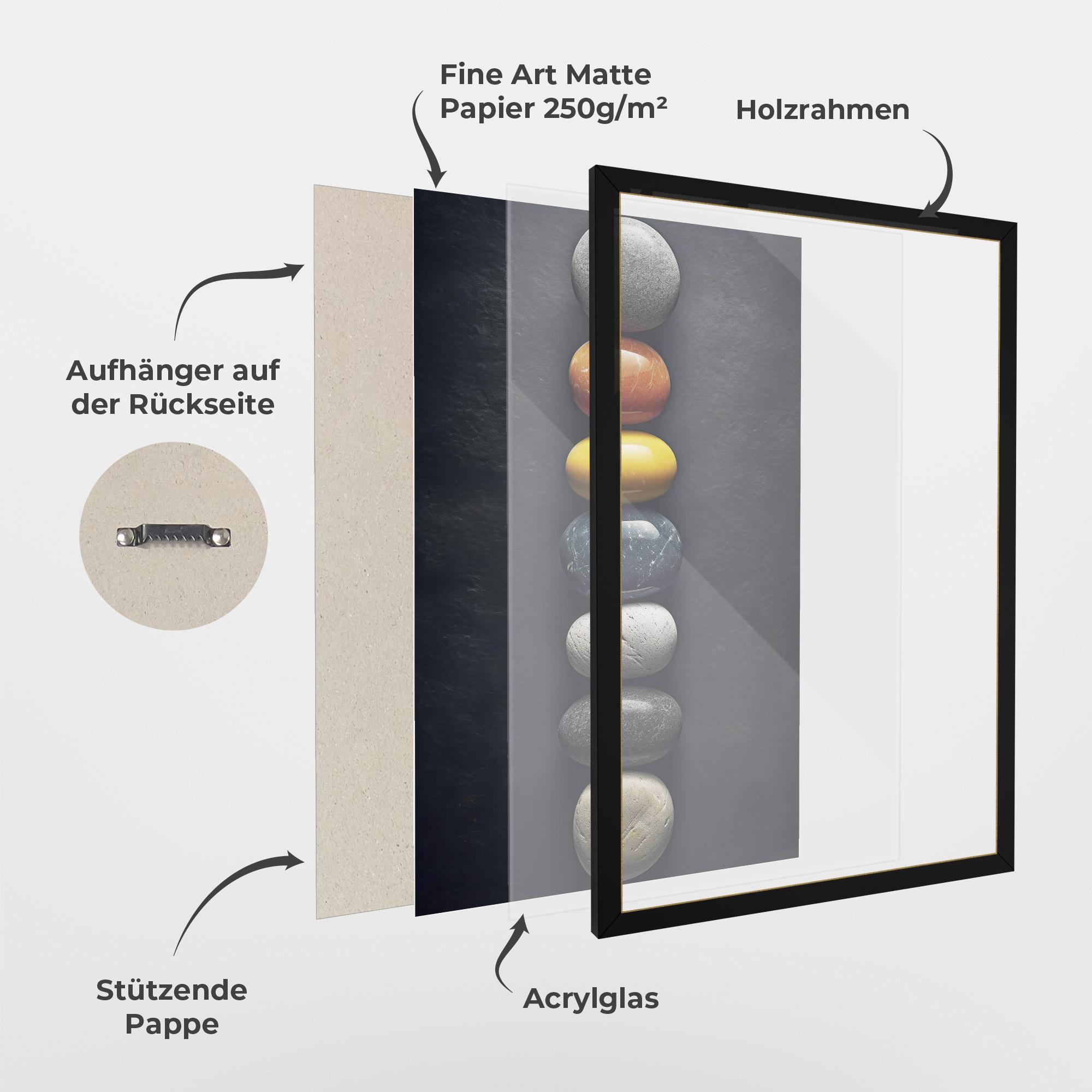 Gerahmte Poster Zen Colorful Stones mockup 1