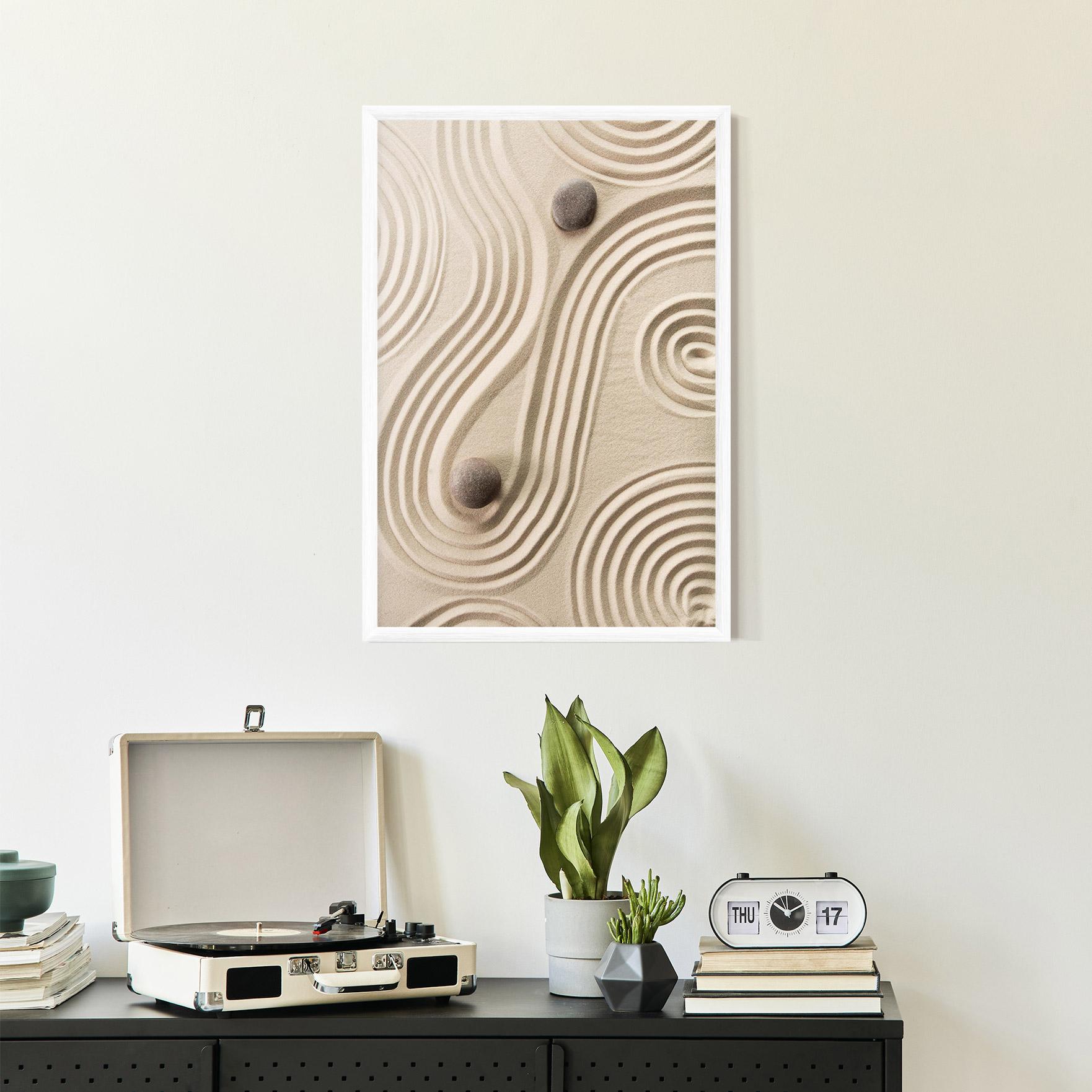 Gerahmte Poster Cream Zen Stones mockup 2