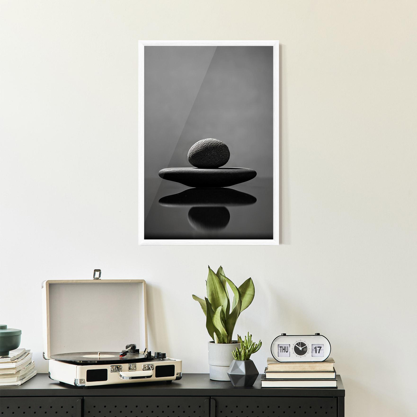 Gerahmte Poster Minimalistic Zen Stone mockup 2
