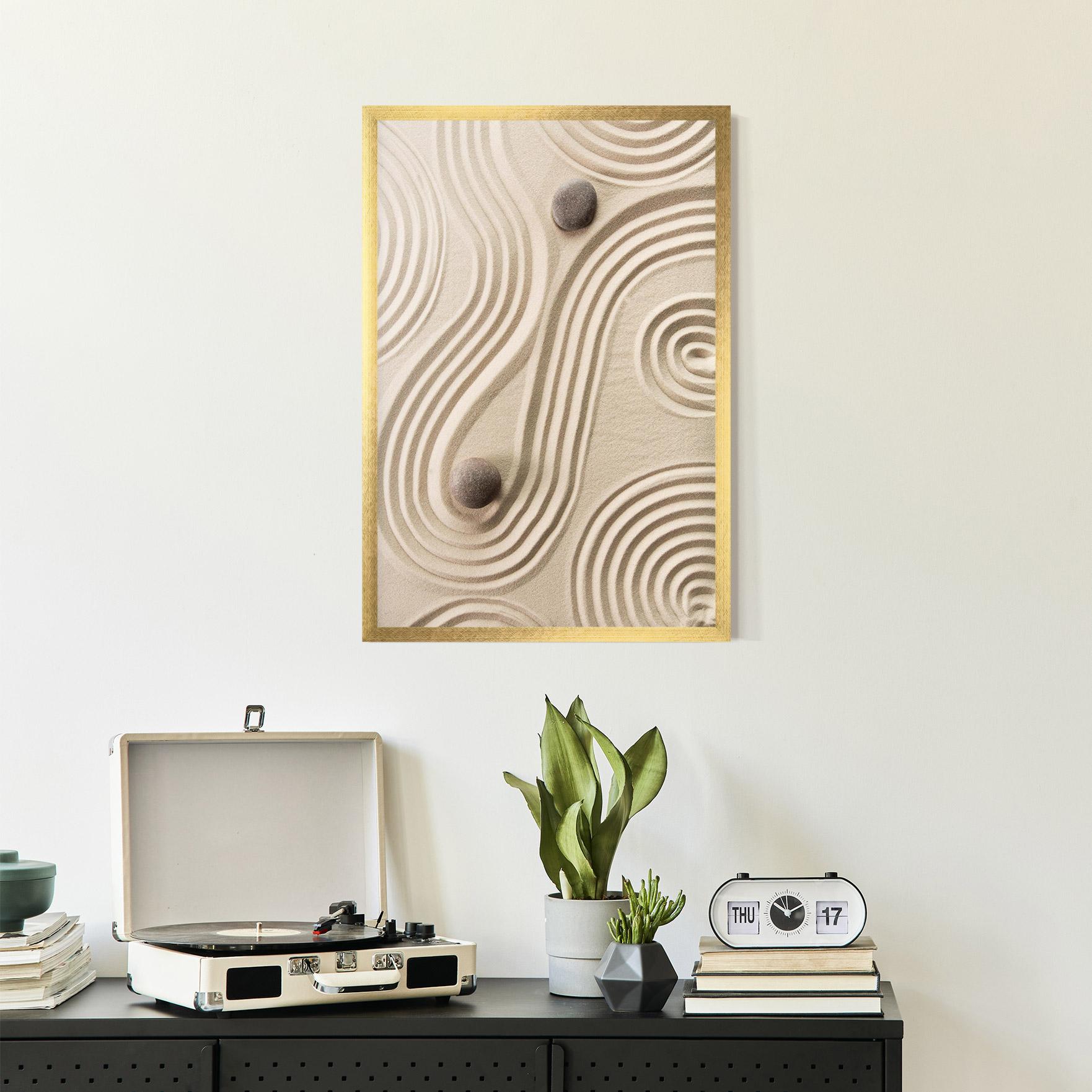 Gerahmte Poster Cream Zen Stones mockup 2