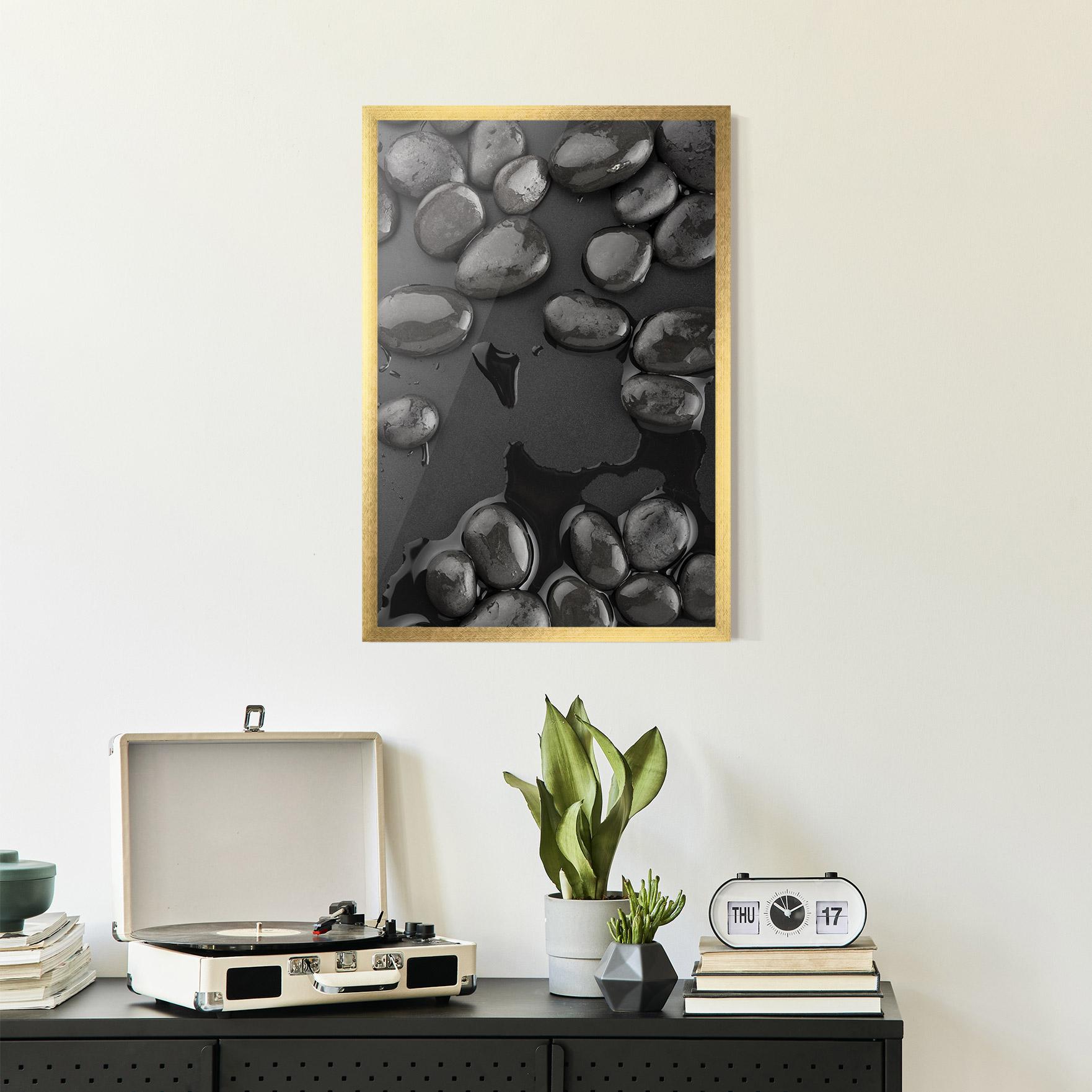 Gerahmte Poster Grey Shiny Stones mockup 2