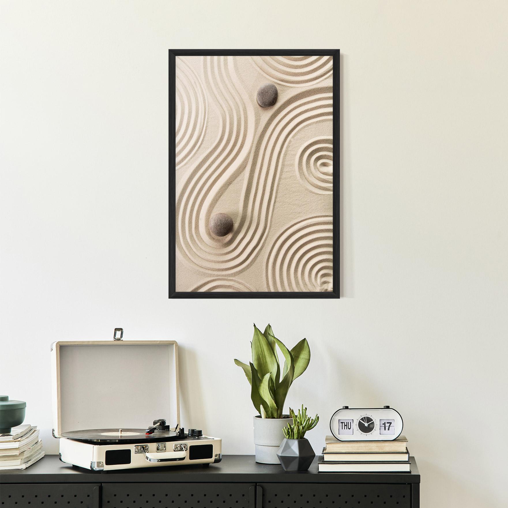 Gerahmte Poster Cream Zen Stones mockup 2