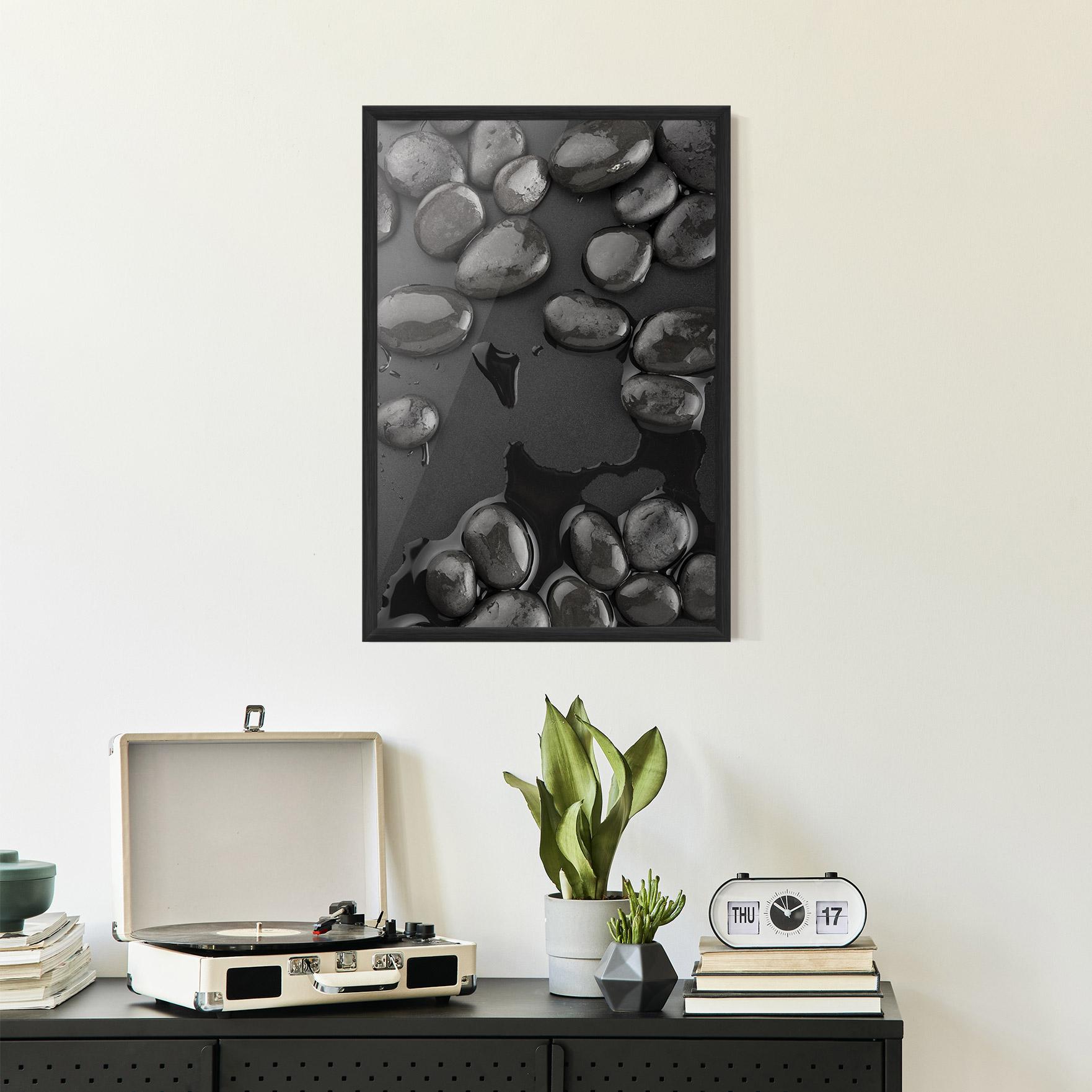 Gerahmte Poster Grey Shiny Stones mockup 2